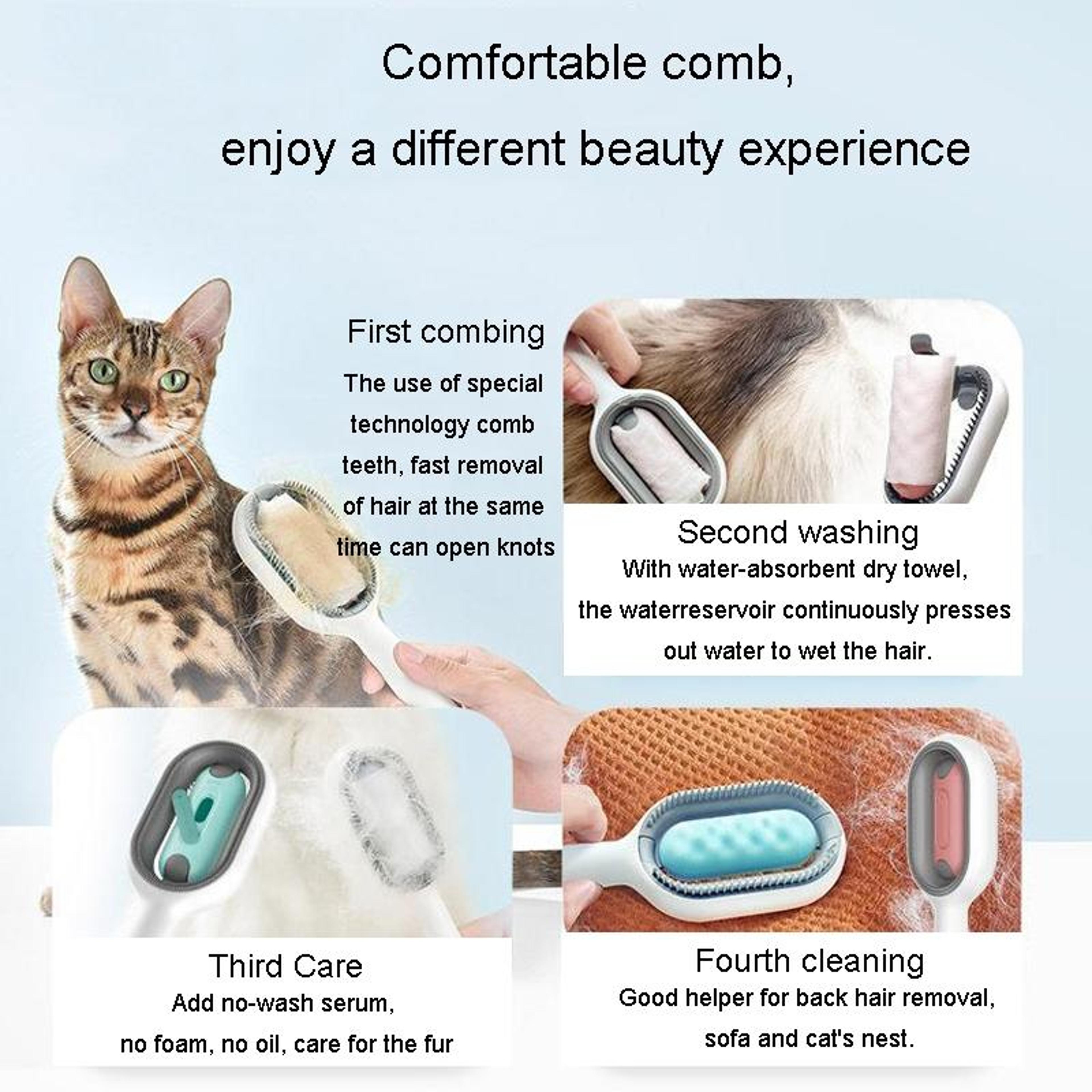 Steam Pet Grooming Brush With Water Tank Self Cleaning Cat Hair Removal Brush 8