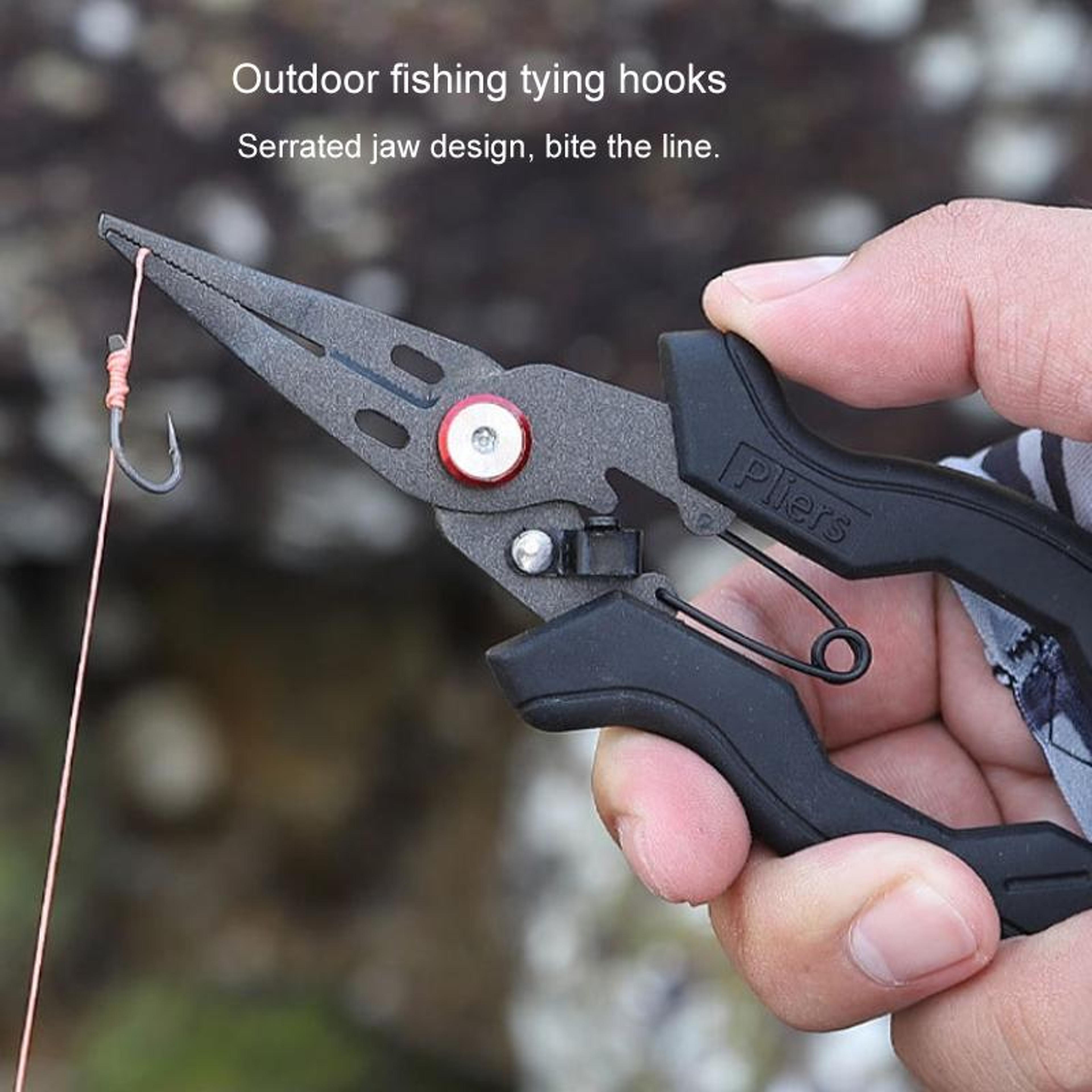 Teflon Coated Fishing Pliers Stainless Steel Multifunction Fishing Tool With Line Cutter And Split  5