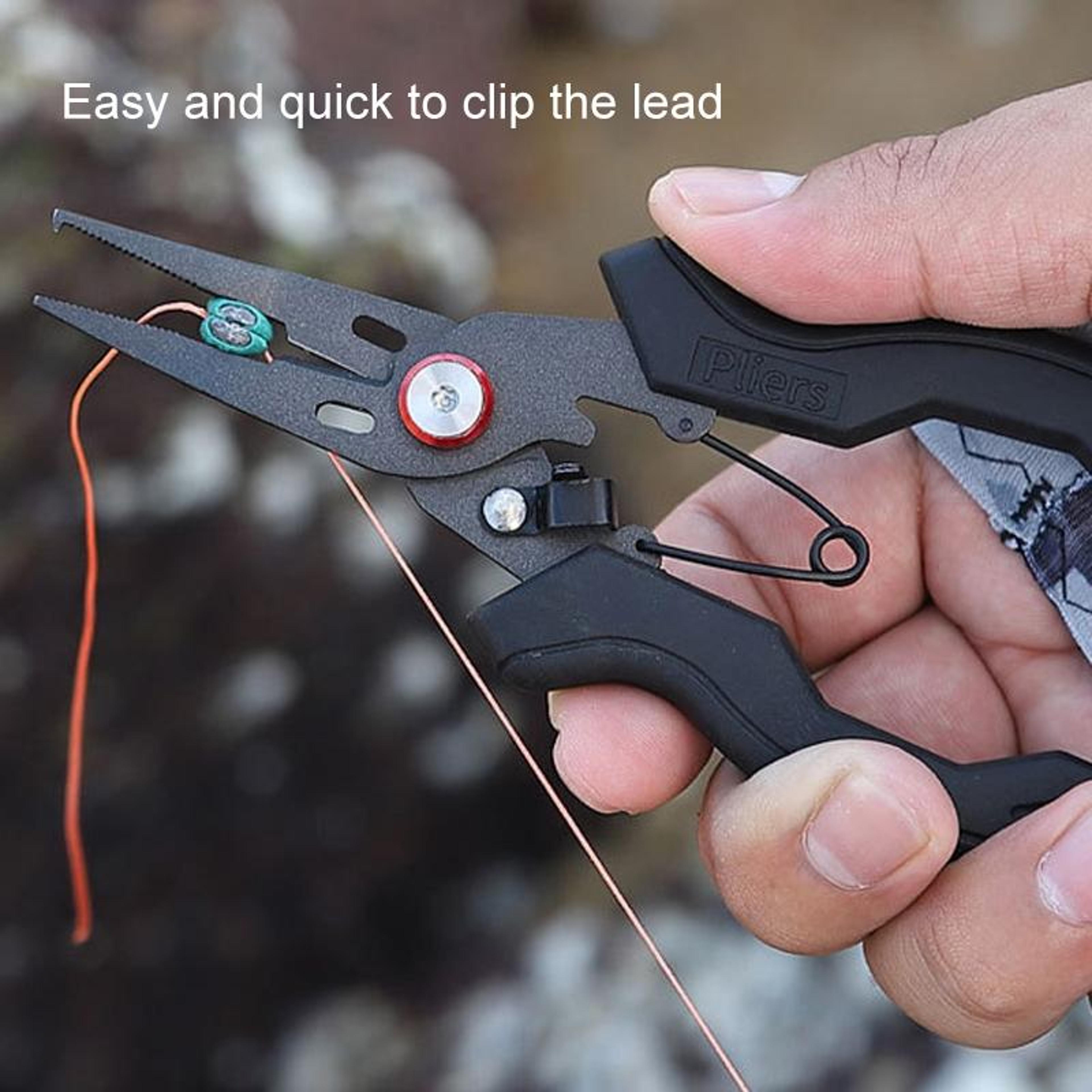 Teflon Coated Fishing Pliers Stainless Steel Multifunction Fishing Tool With Line Cutter And Split  7