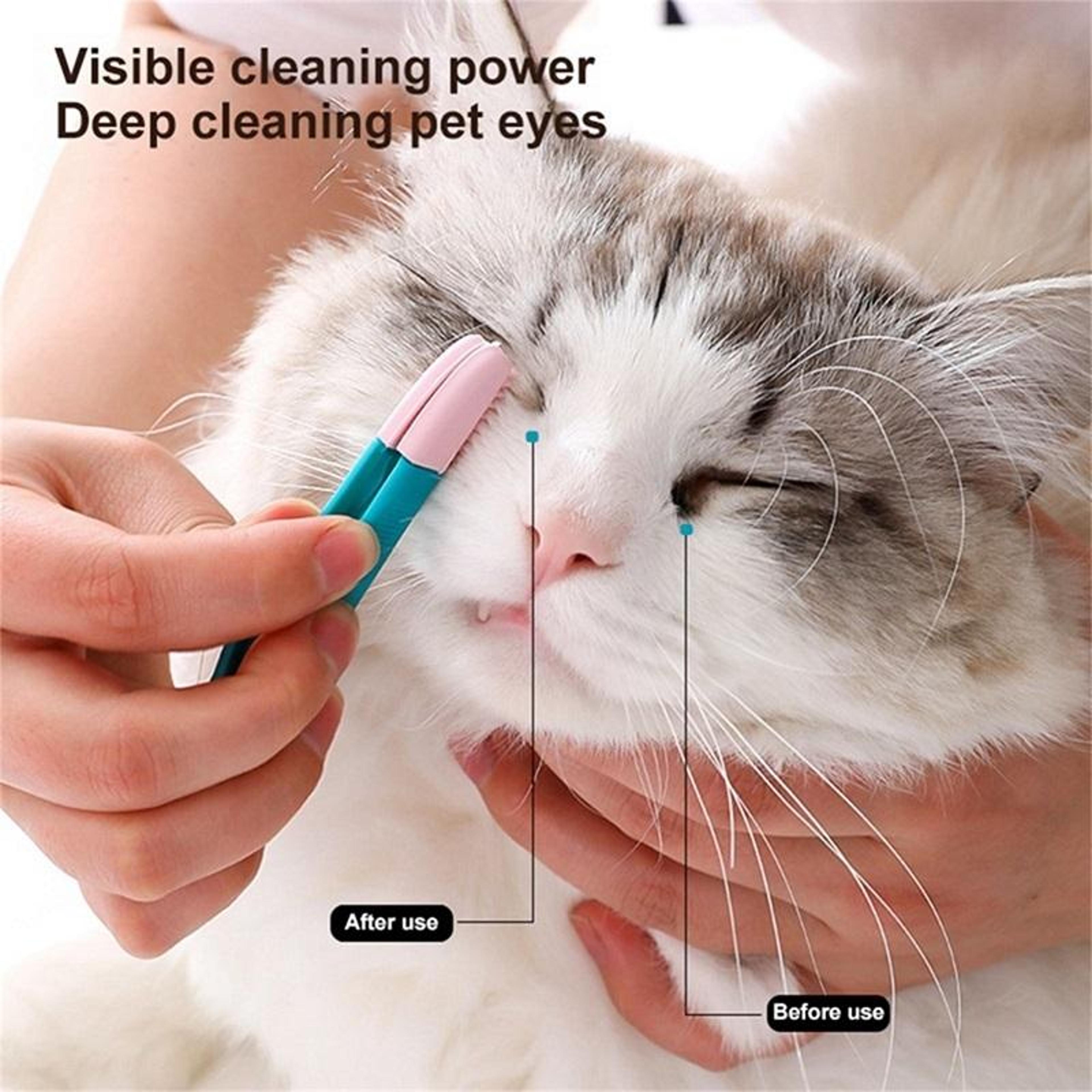 Cat Eye Brush Pet Grooming Tool With Eye Cleaner And Hair Knot Remover 4