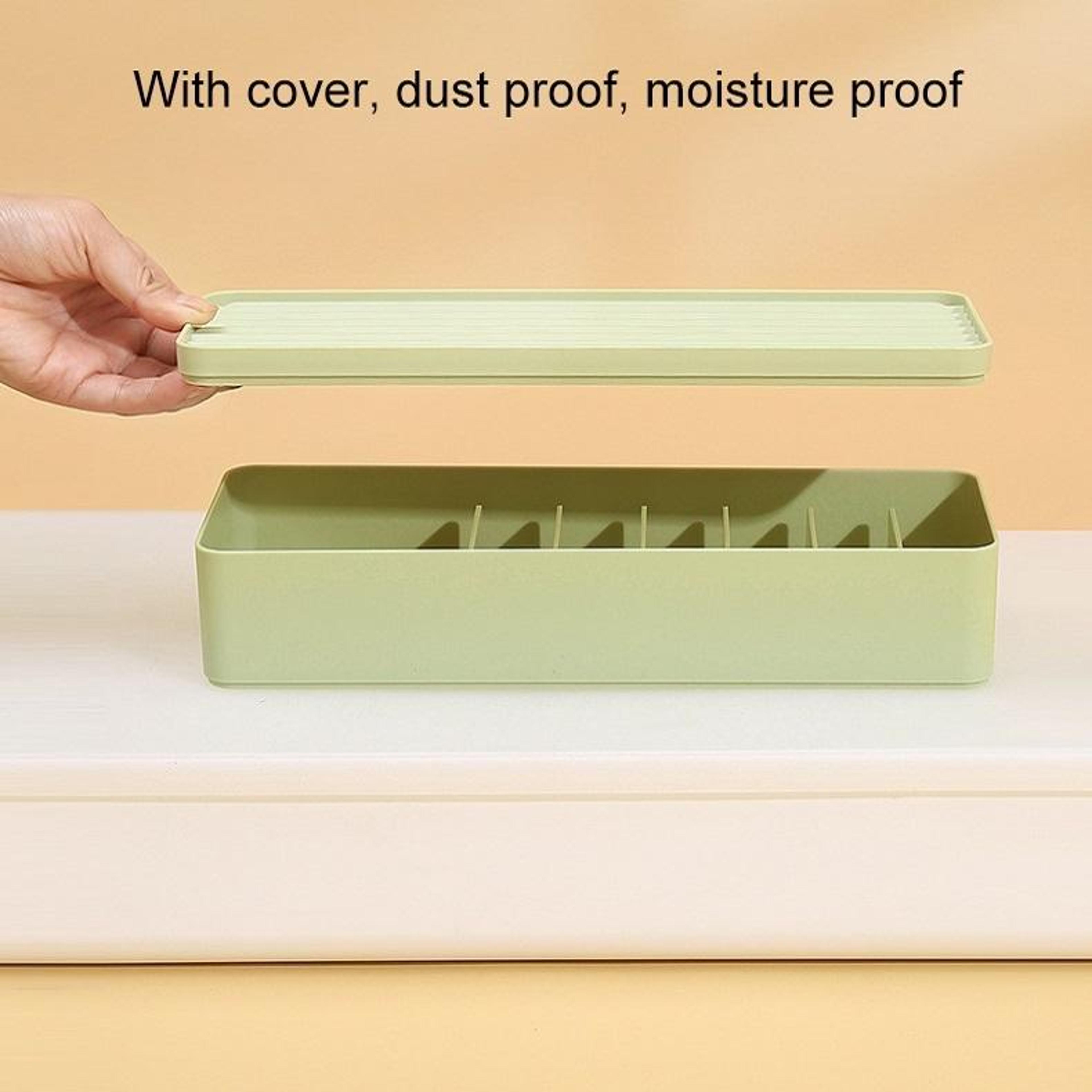 Dustproof Cable Organizer Box Desktop Cable Storage Box With Compartments For Chargers Cords And Ac 2