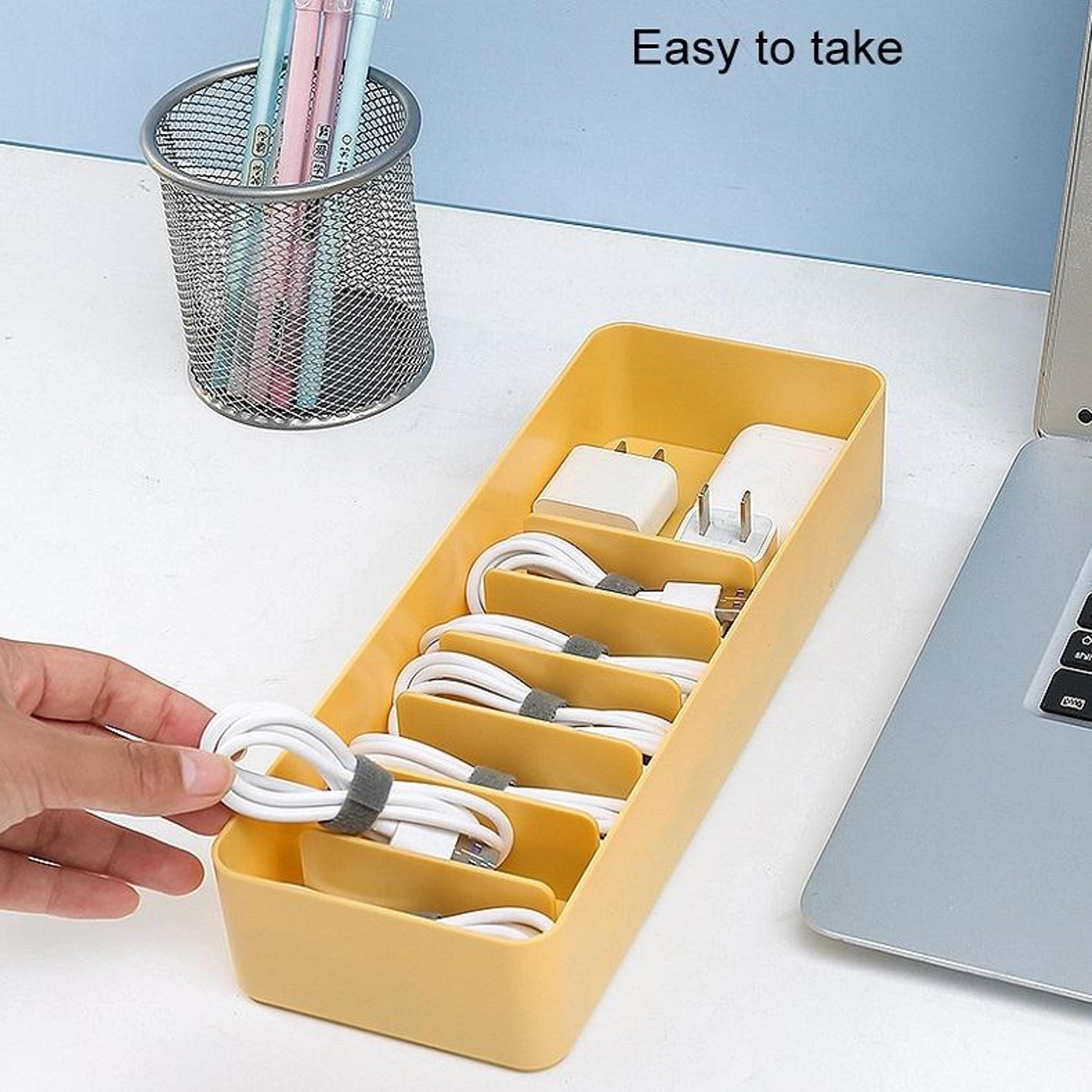 Dustproof Cable Organizer Box Desktop Cable Storage Box With Compartments For Chargers Cords And Ac 3