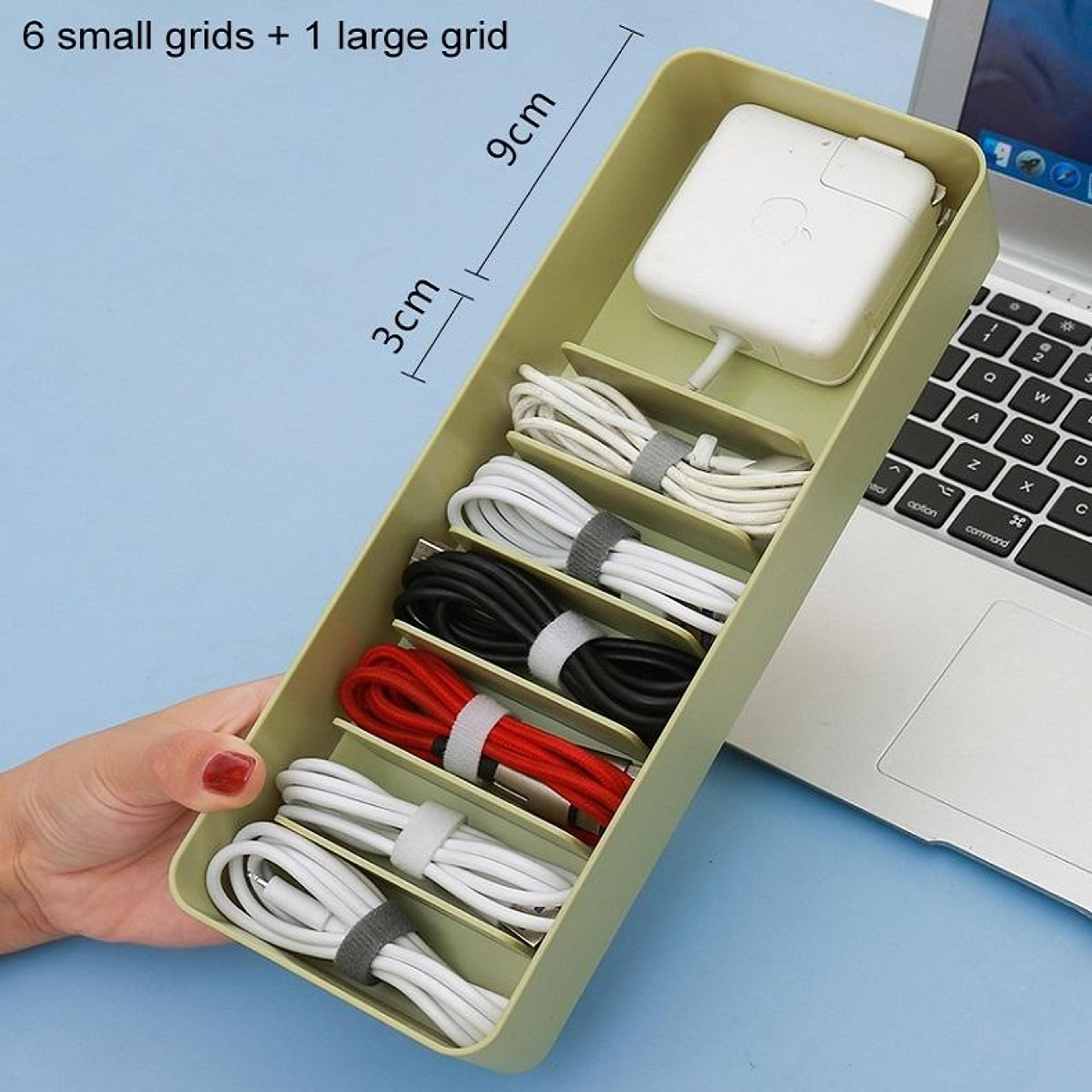 Dustproof Cable Organizer Box Desktop Cable Storage Box With Compartments For Chargers Cords And Ac 4