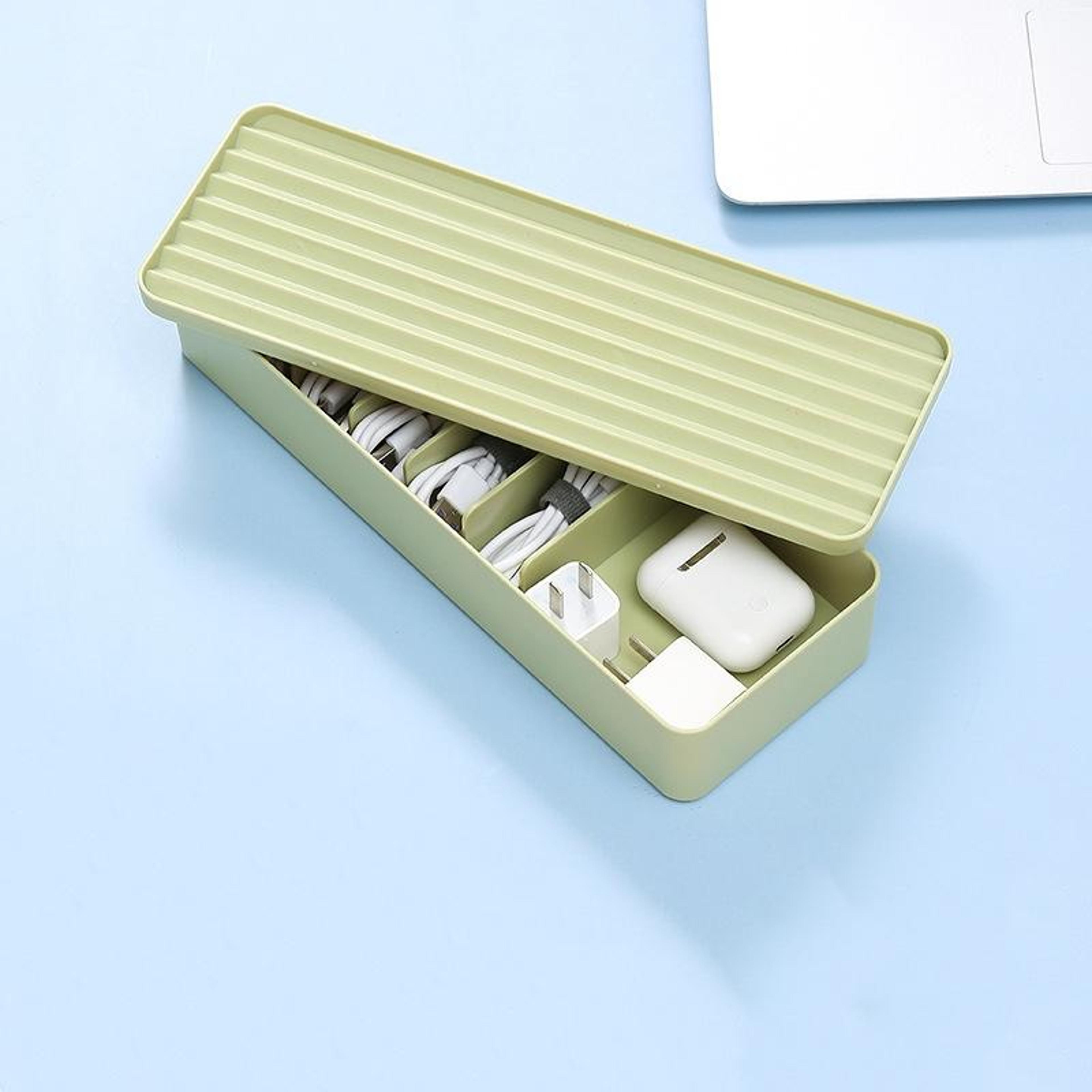 Dustproof Cable Organizer Box Desktop Cable Storage Box With Compartments For Chargers Cords And Ac 10