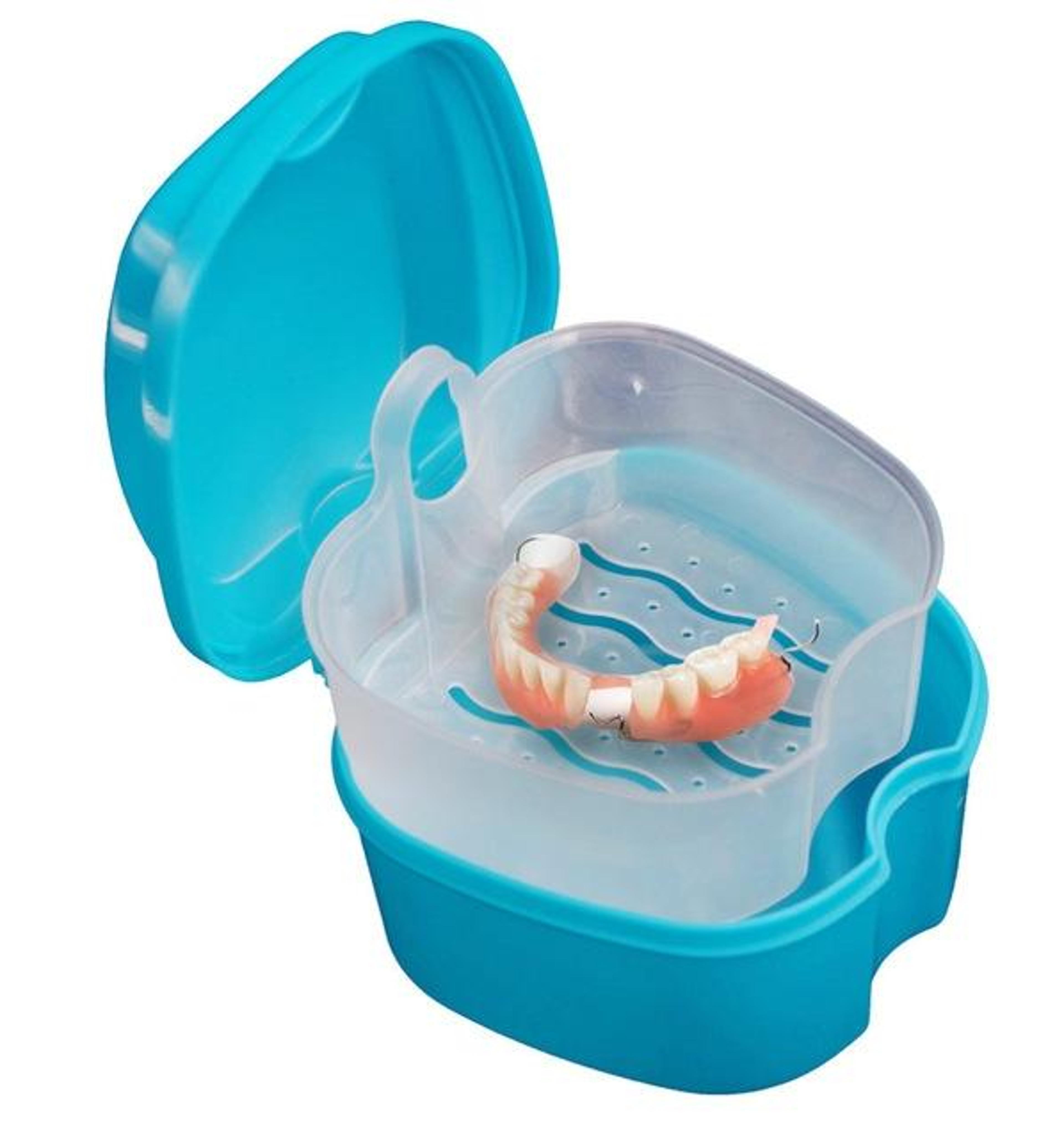 Portable Denture Case With Drain Basket Hygienic False Teeth Storage Box For Travel And Daily Care 5