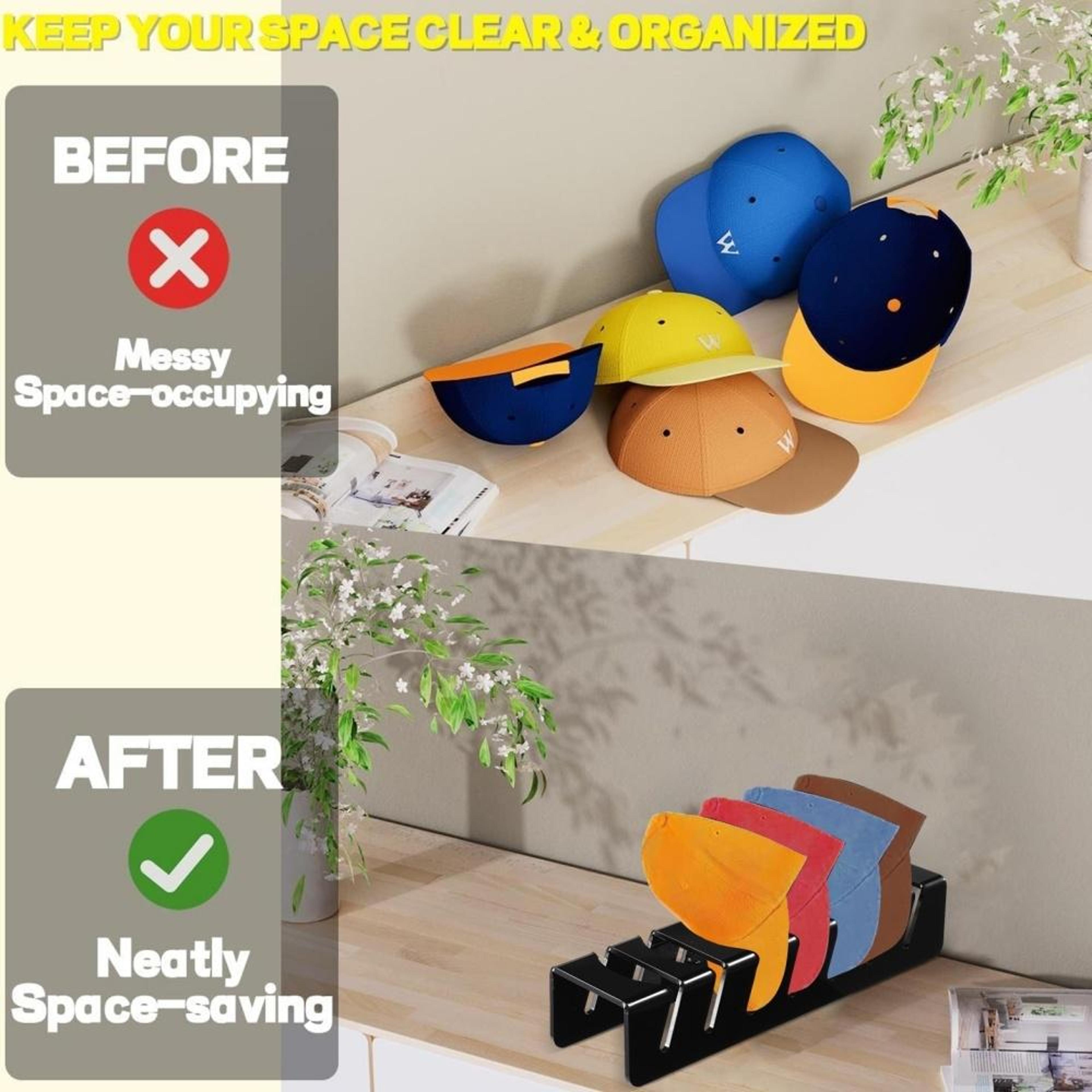 Acrylic Baseball Cap Organizer Stand Holds Hats Space Saving Hat Display Rack 3