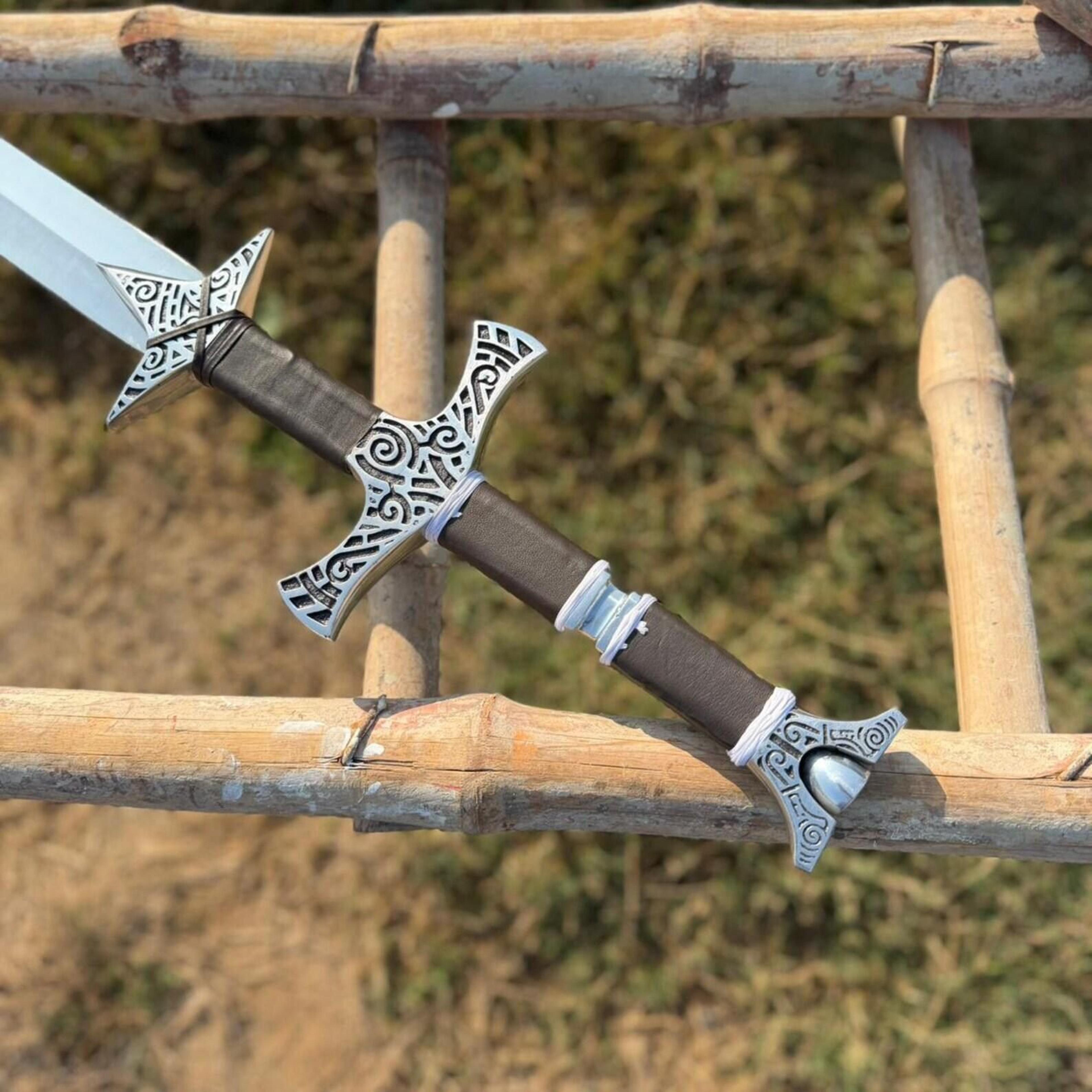 Handmade High Carbon Steel Fantasy Sword 36 With Leather Wrapped Handle Display Piece 3