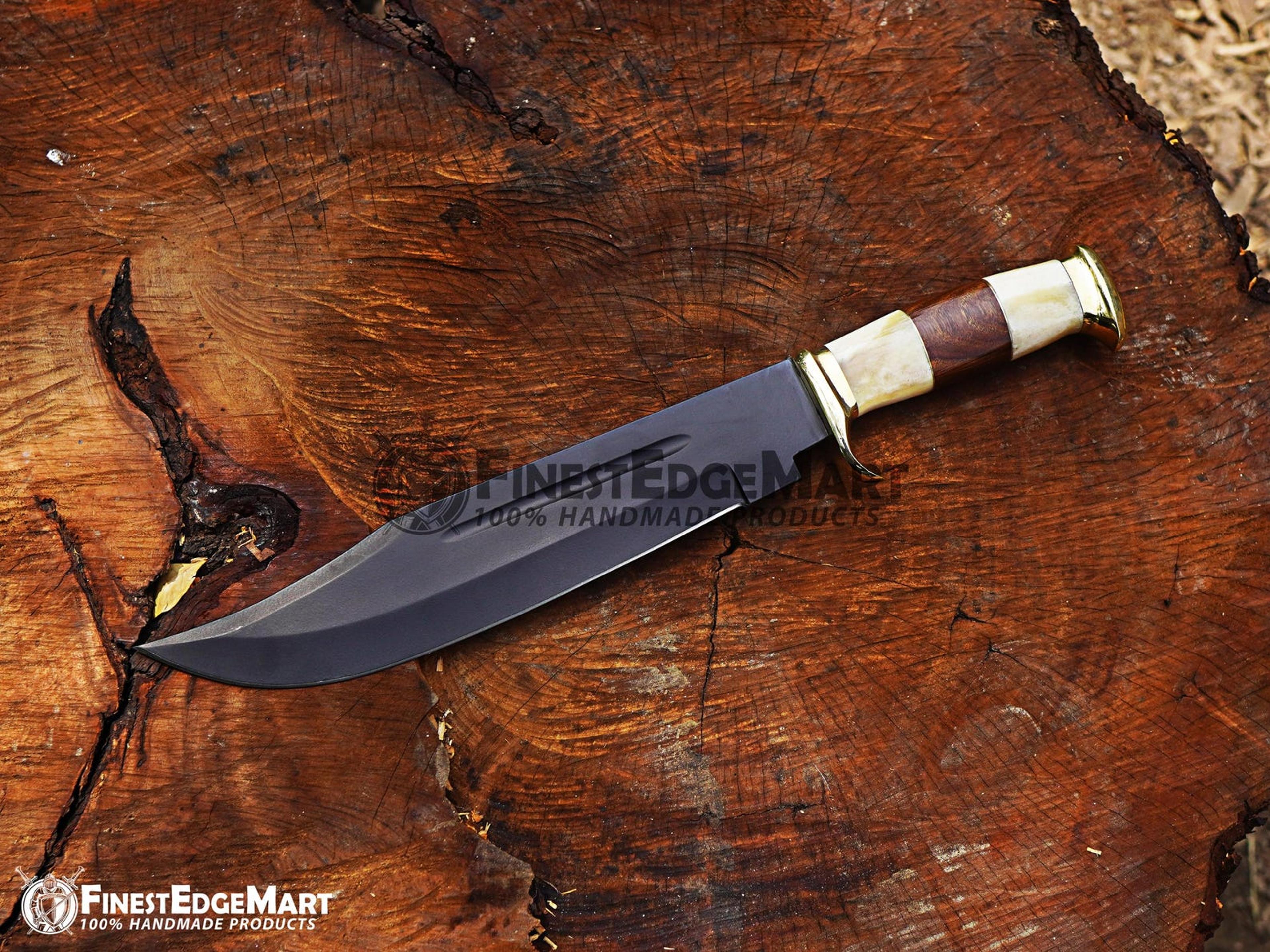 Handmade Bowie Knife With PowderCoated Stainless Steel Blade And Camel Bone Handle  Perfect For Out