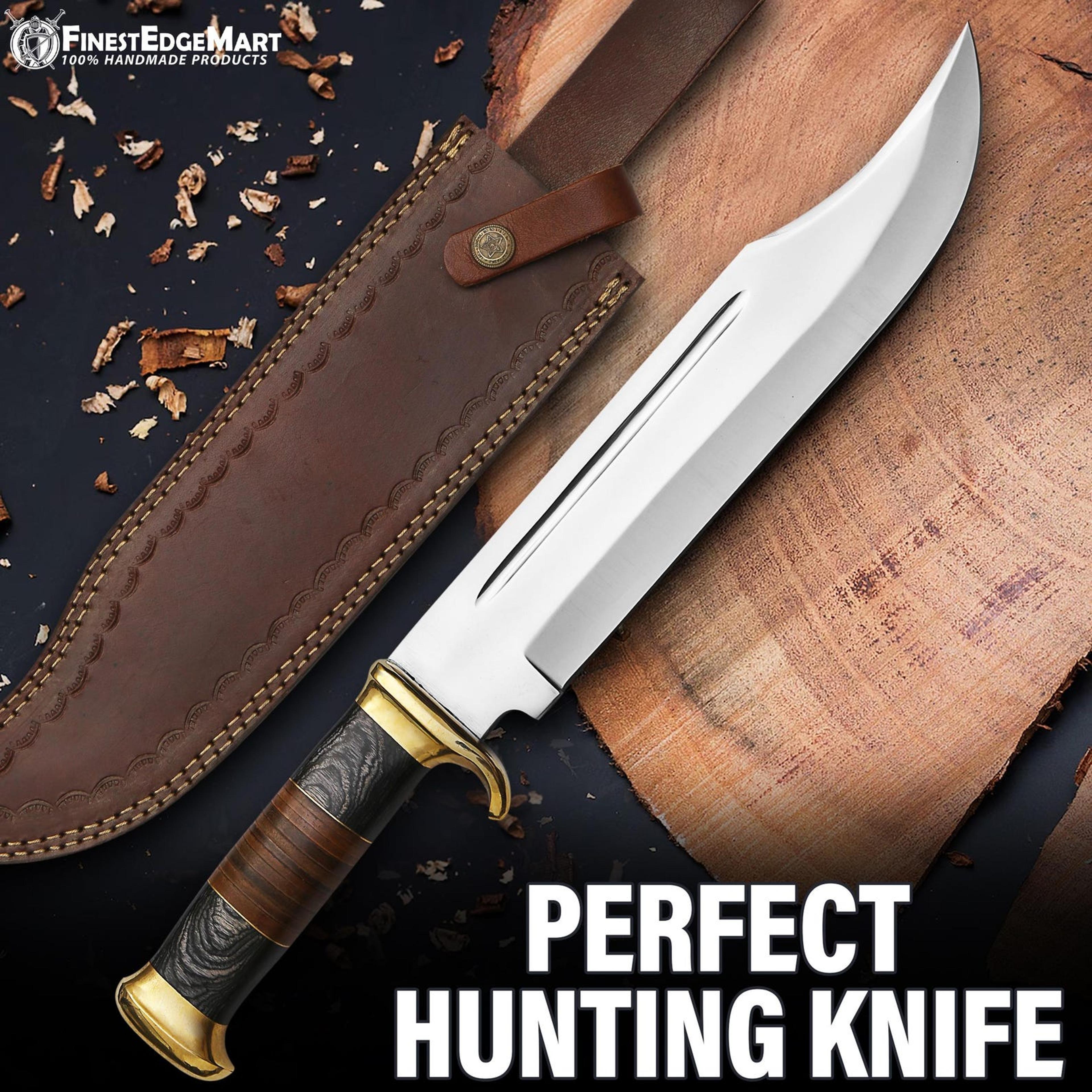 Handcrafted Crocodile Dundee Style Bowie Knife With Wooden Handle And Leather Sheath  Perfect Gift