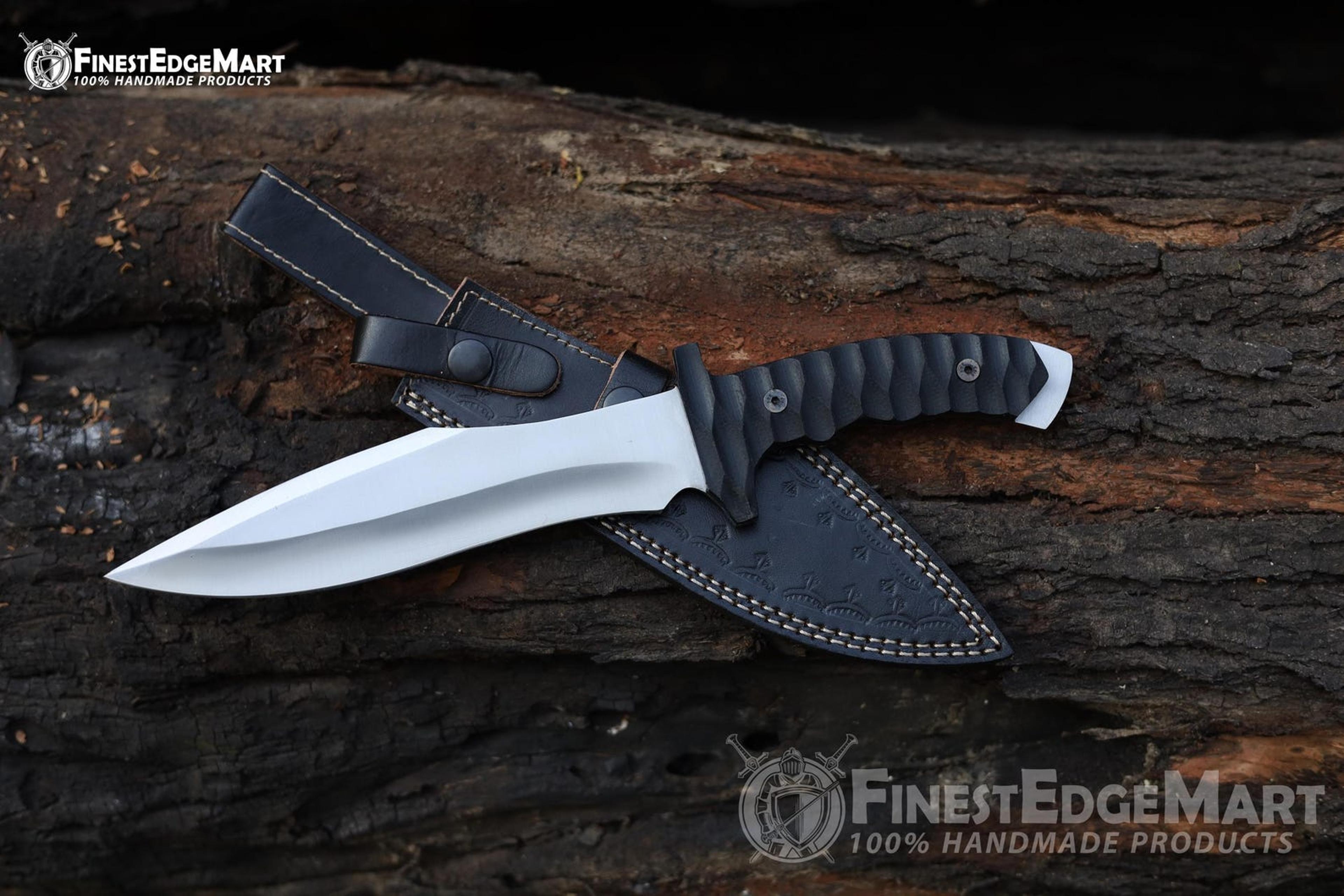 Handcrafted Carbon Steel Tanto Knife With Micarta Handle And Premium Leather Sheath  Perfect Gift F 9