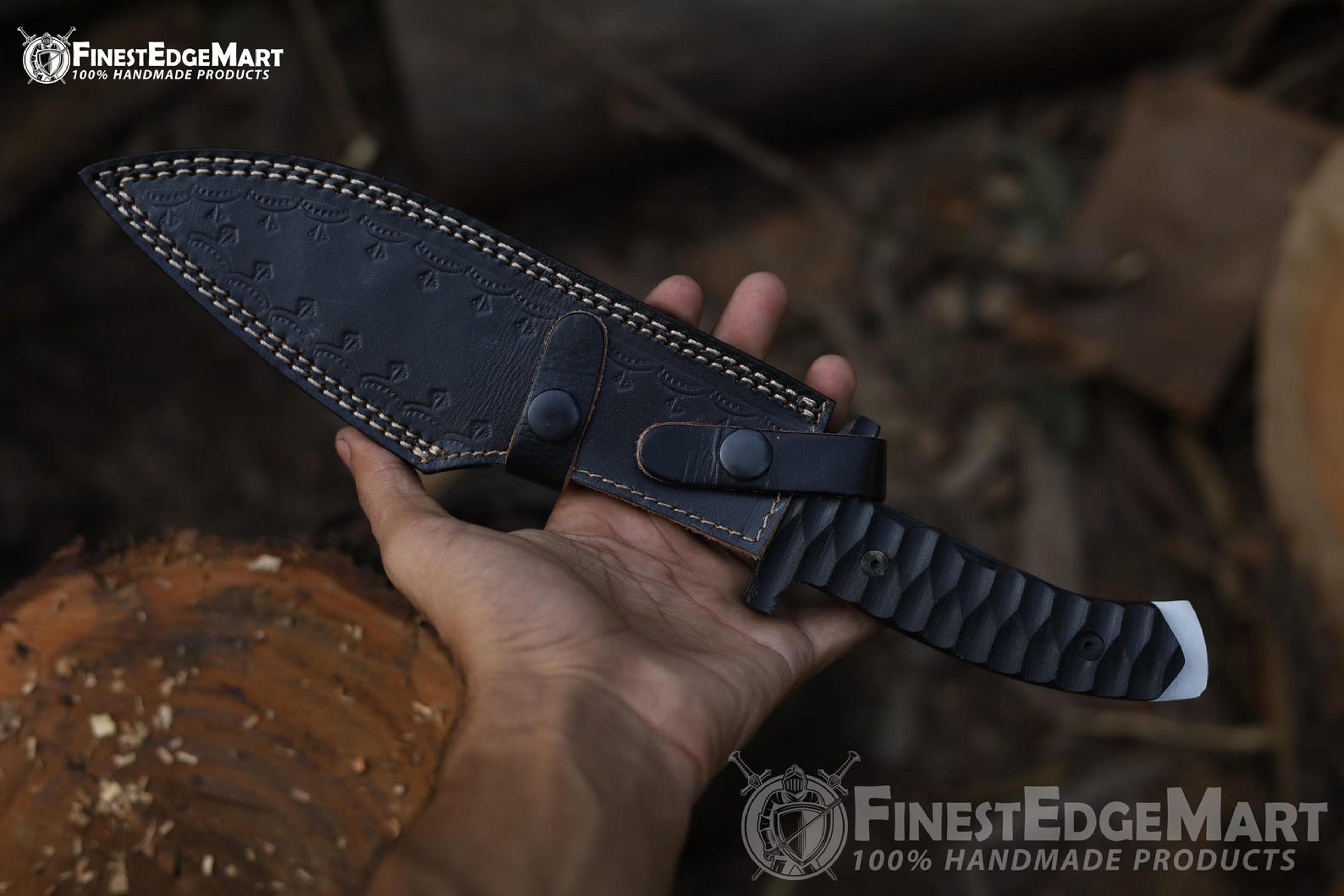 Handcrafted Carbon Steel Tanto Knife With Micarta Handle And Premium Leather Sheath  Perfect Gift F 7