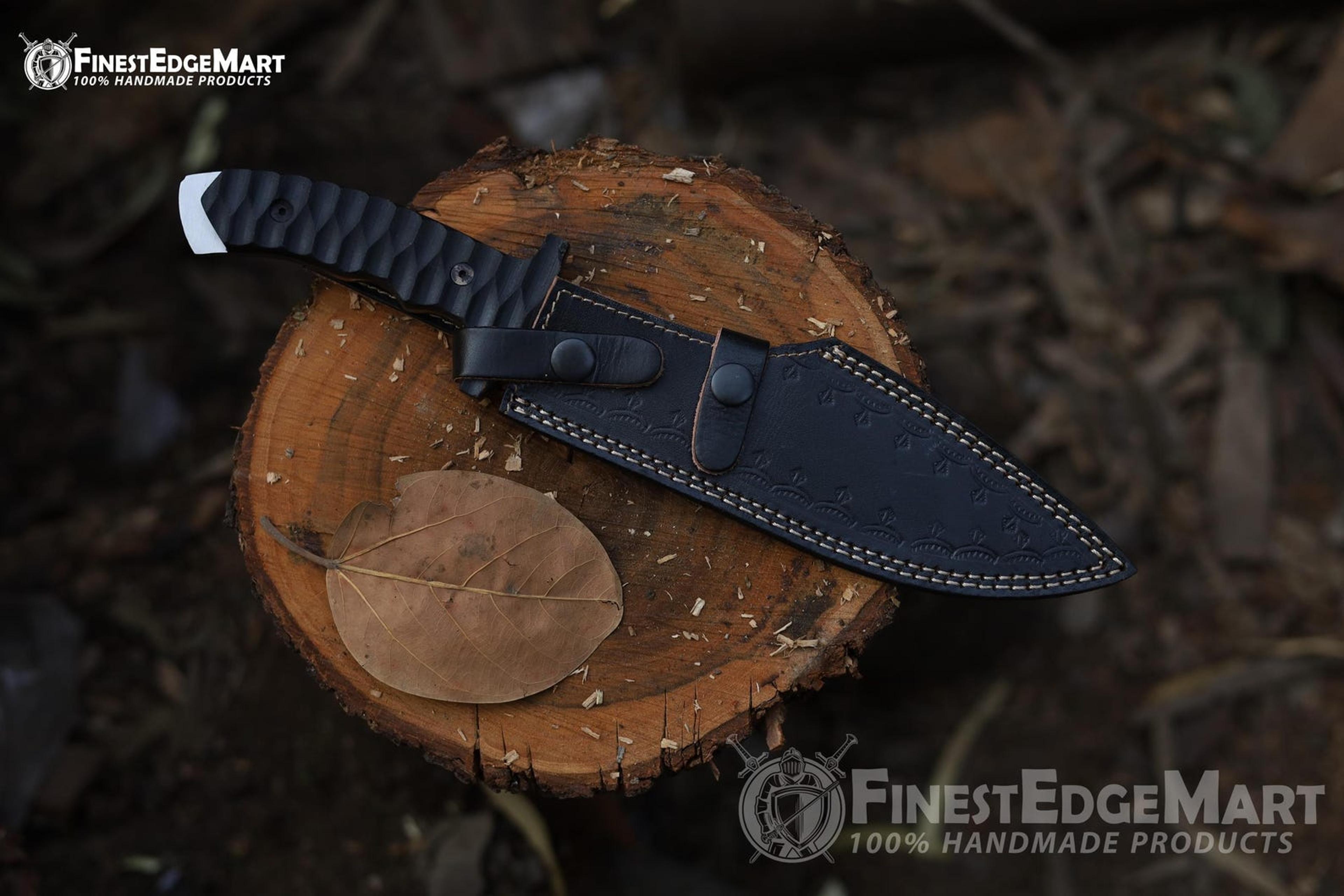 Handcrafted Carbon Steel Tanto Knife With Micarta Handle And Premium Leather Sheath  Perfect Gift F 8
