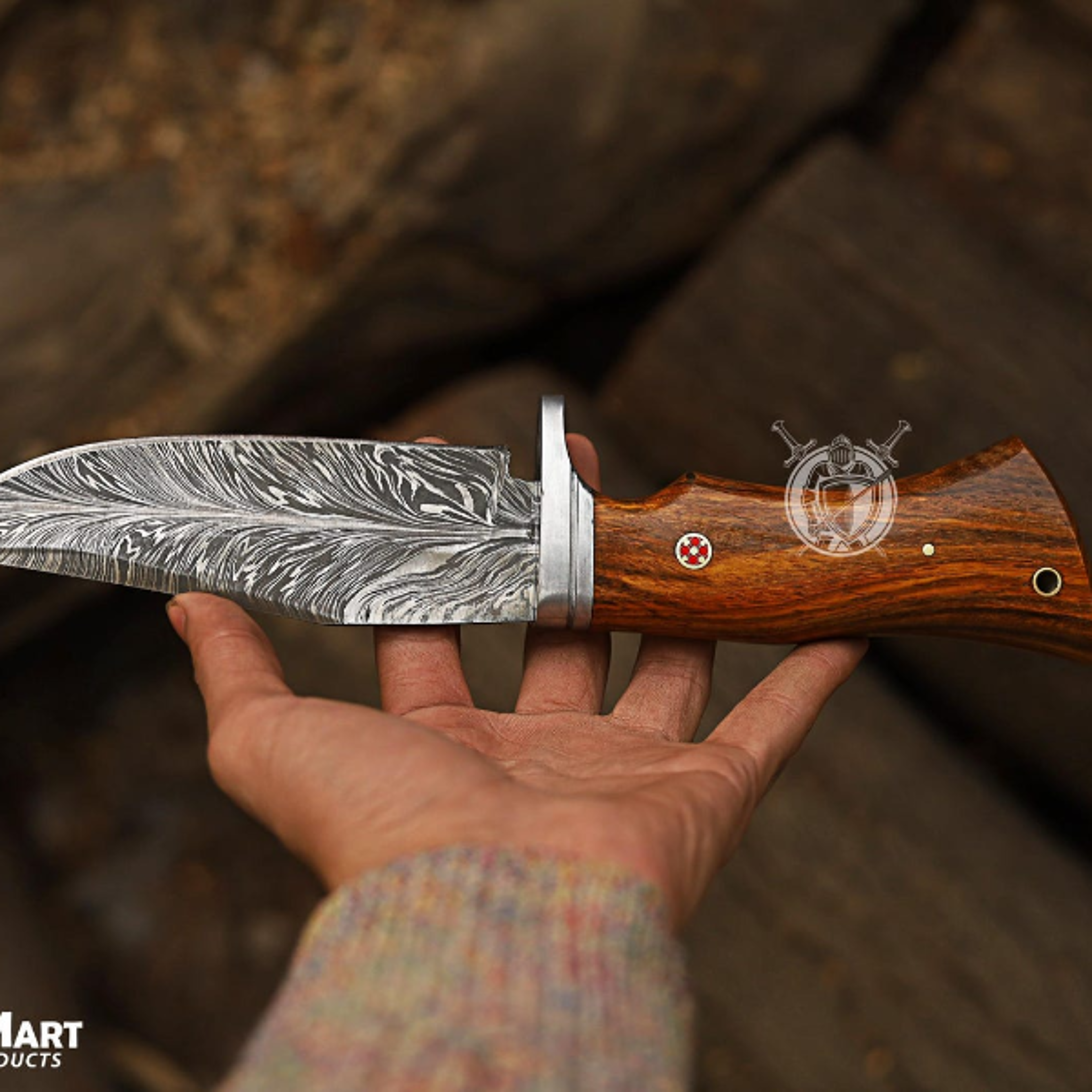 Handmade Damascus Steel Hunting Knife Gift For Him Fathers Day Groomsmen Gift Camping Knife 5