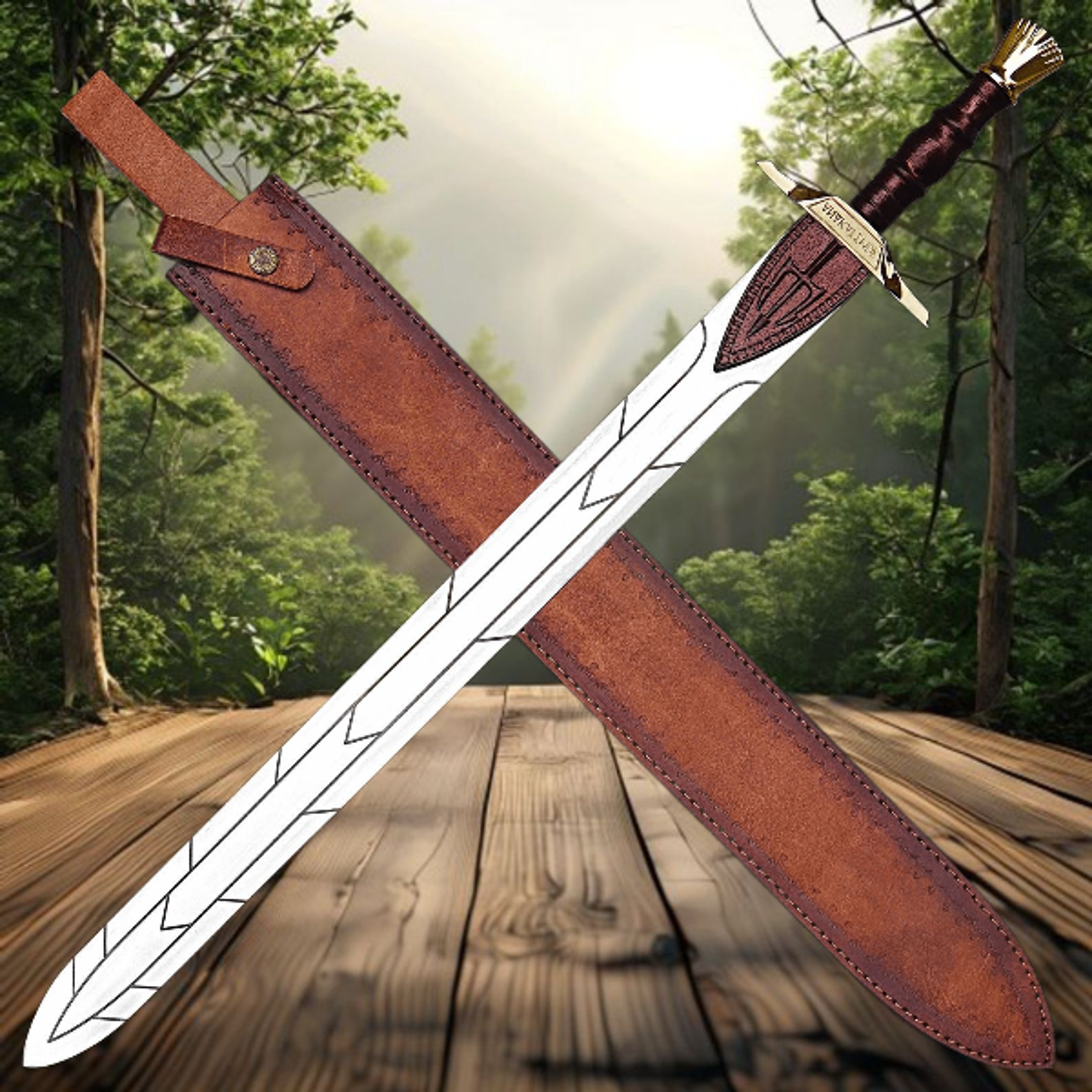 carbon steel hilted sword with leather sheath - perfect gift for outdoor enthusiasts and collectors