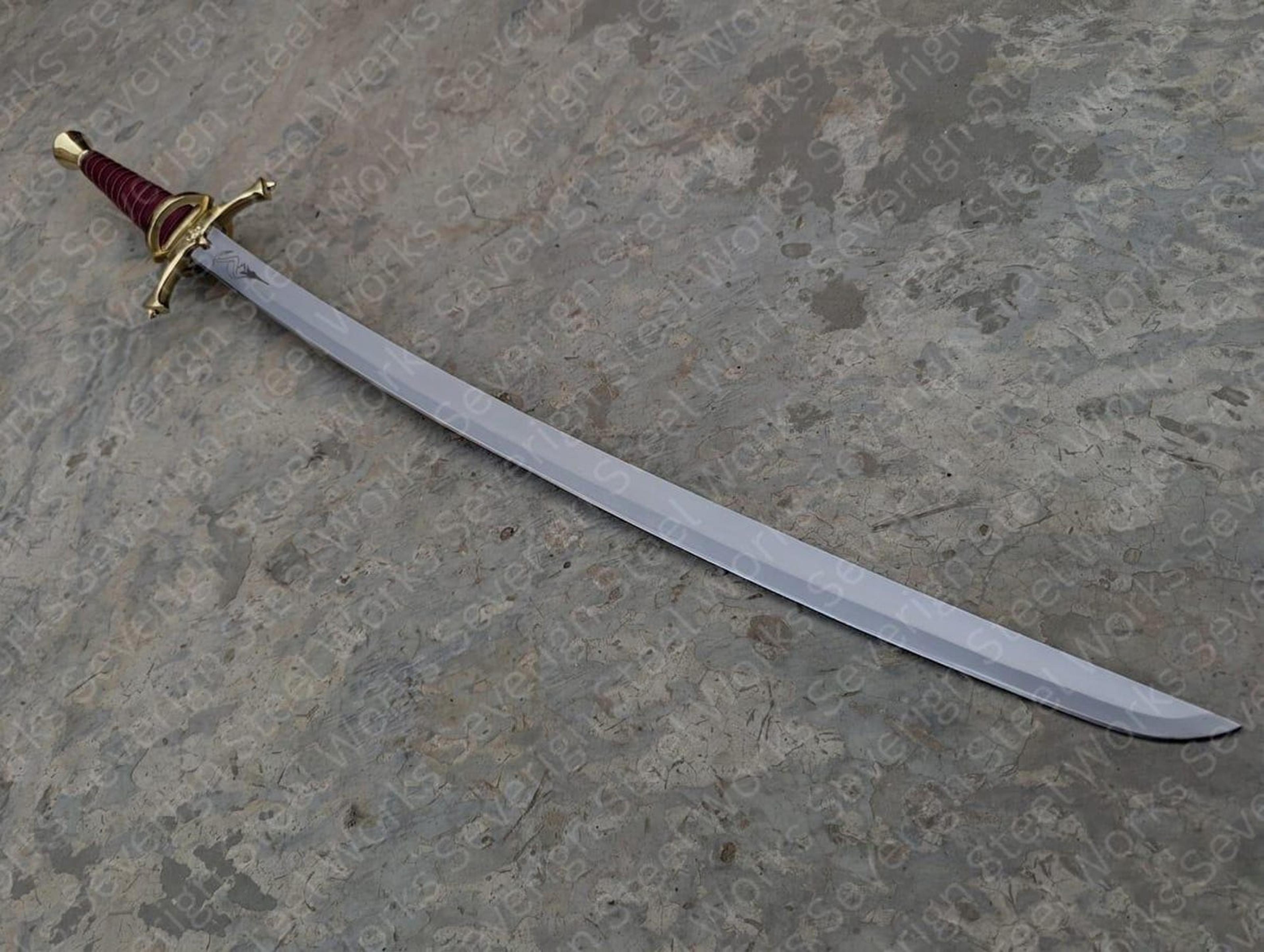 Authentic 42 Carbon Steel Viking Greatsword Handcrafted Leather Scabbard Collectors Fantasy R 5