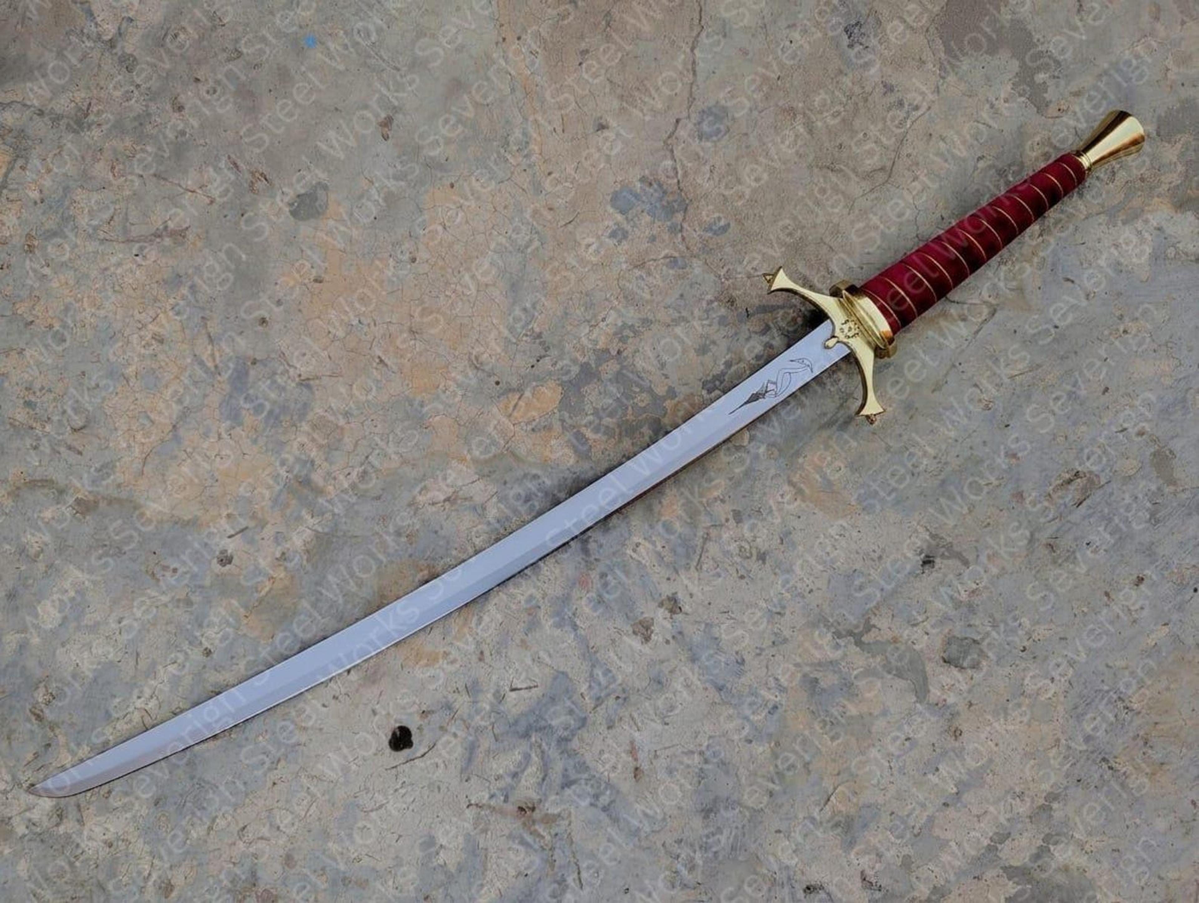 Authentic 42 Carbon Steel Viking Greatsword Handcrafted Leather Scabbard Collectors Fantasy R 7