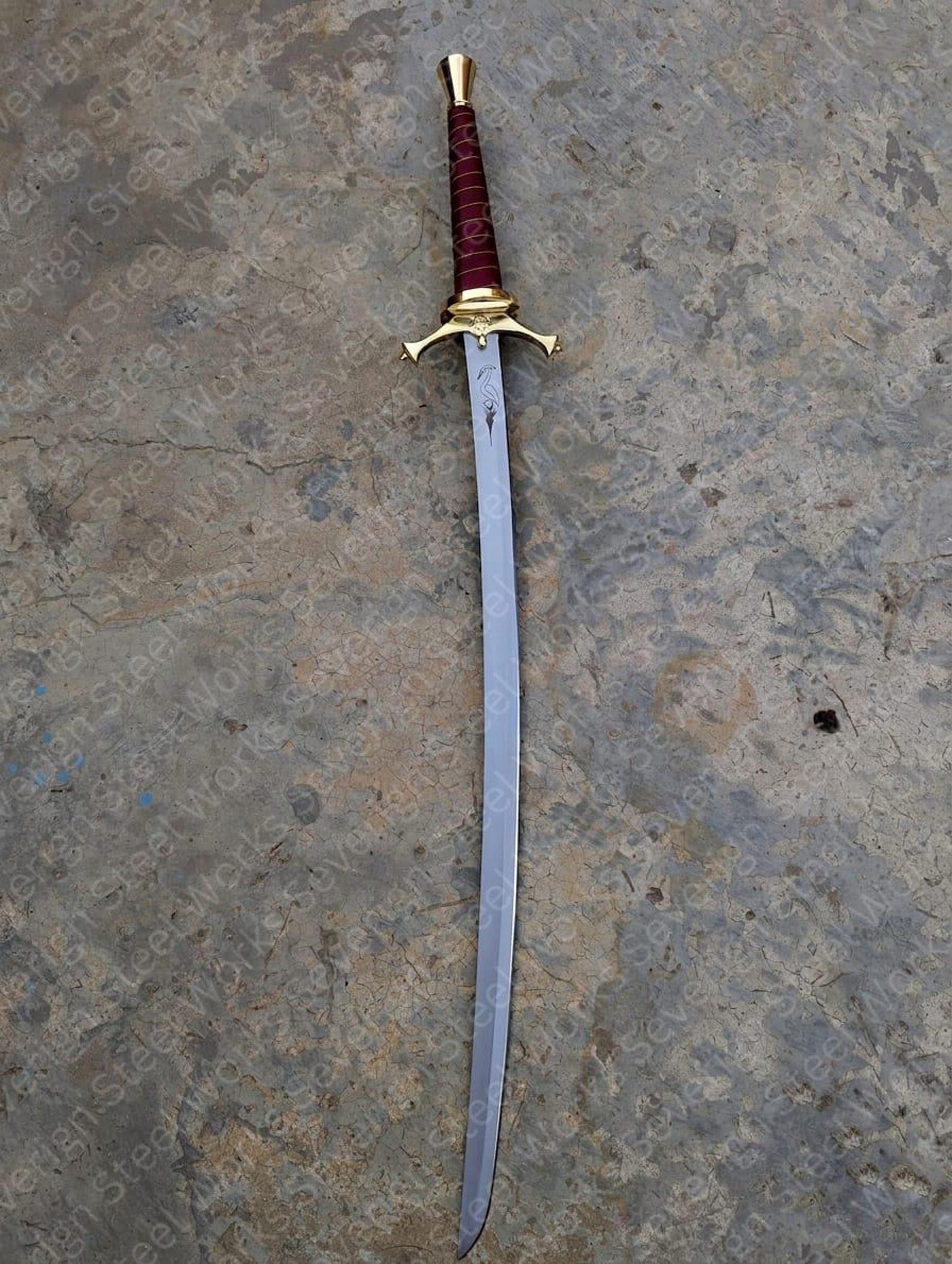 Authentic 42 Carbon Steel Viking Greatsword Handcrafted Leather Scabbard Collectors Fantasy R 6