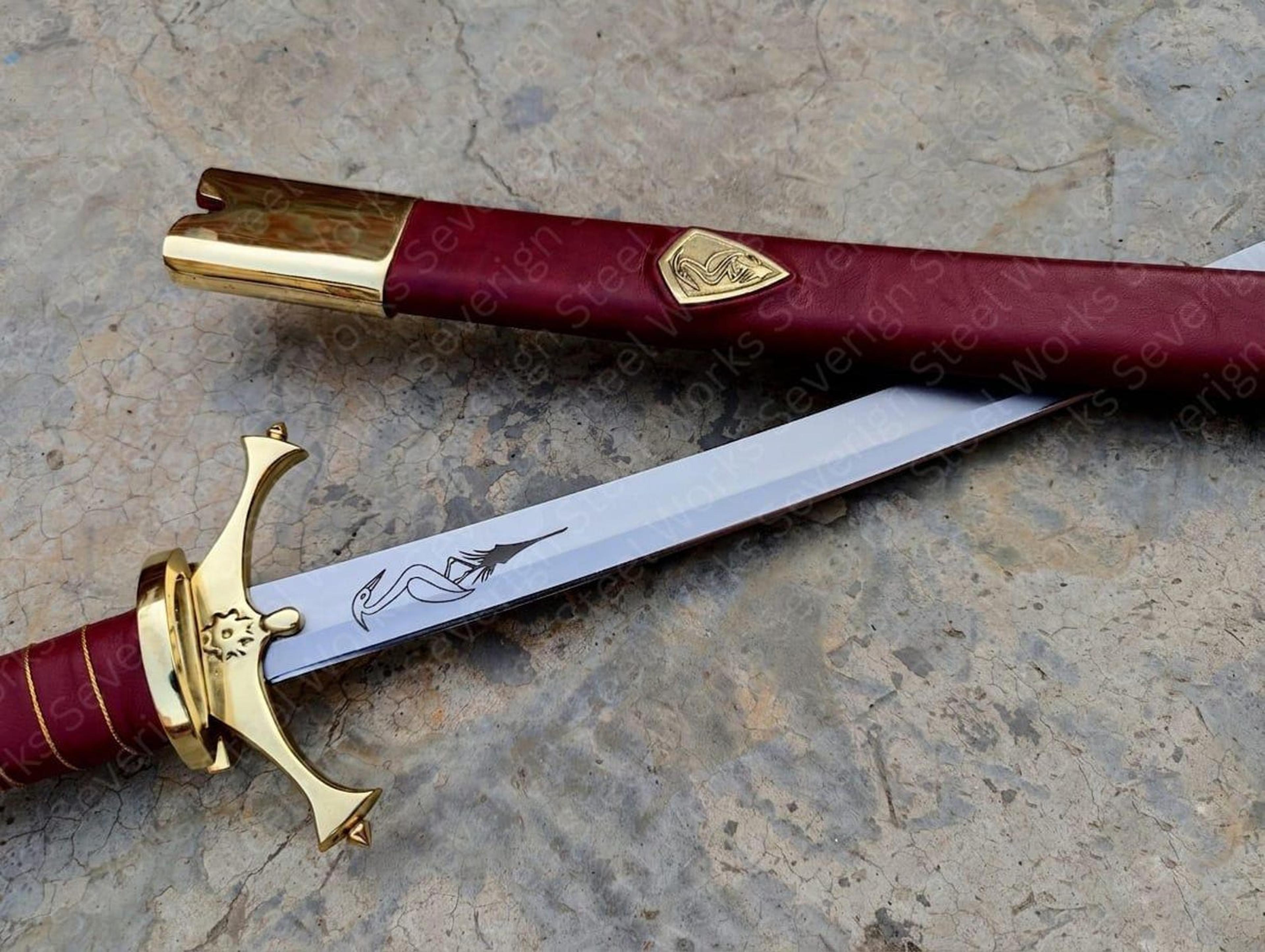 Authentic 42 Carbon Steel Viking Greatsword Handcrafted Leather Scabbard Collectors Fantasy R 8