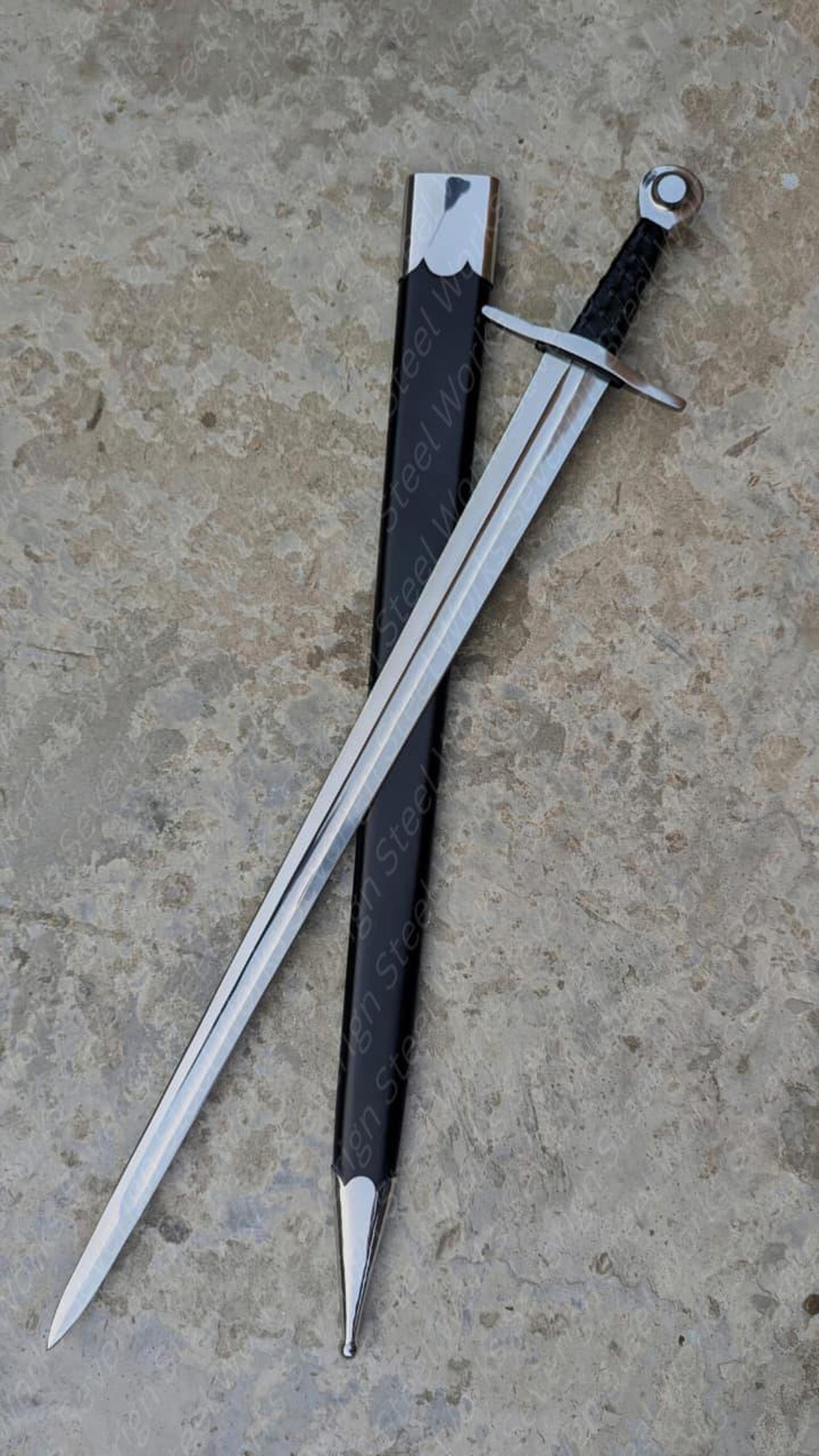 40 Sir William Marshal High Carbon Steel Medieval Sword Mirror Polished Replica With Scabbard 4