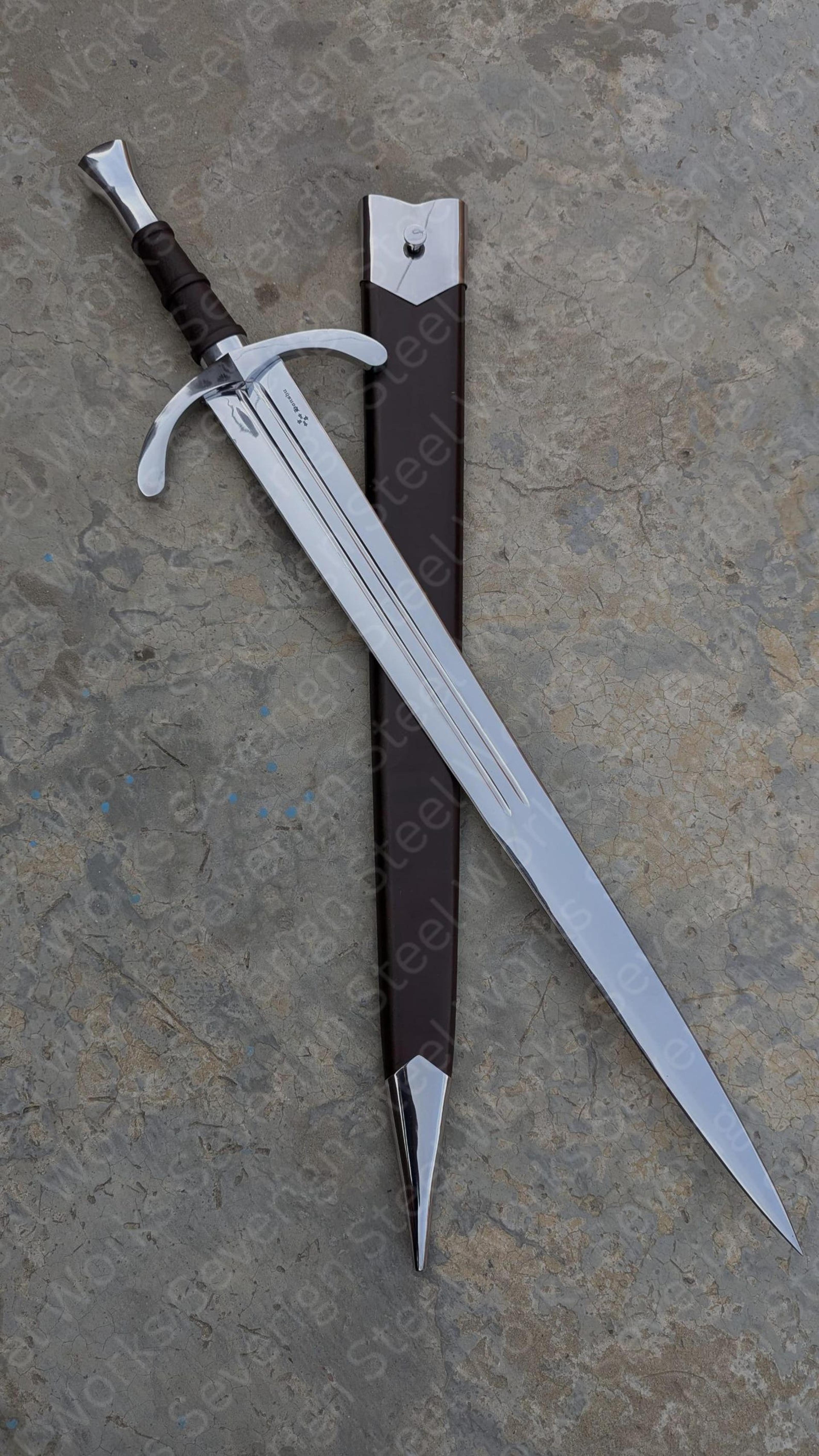 40 D2 Steel Honshu Historic Collectible Handmade Medieval Display Piece With Leather Scabbard 3