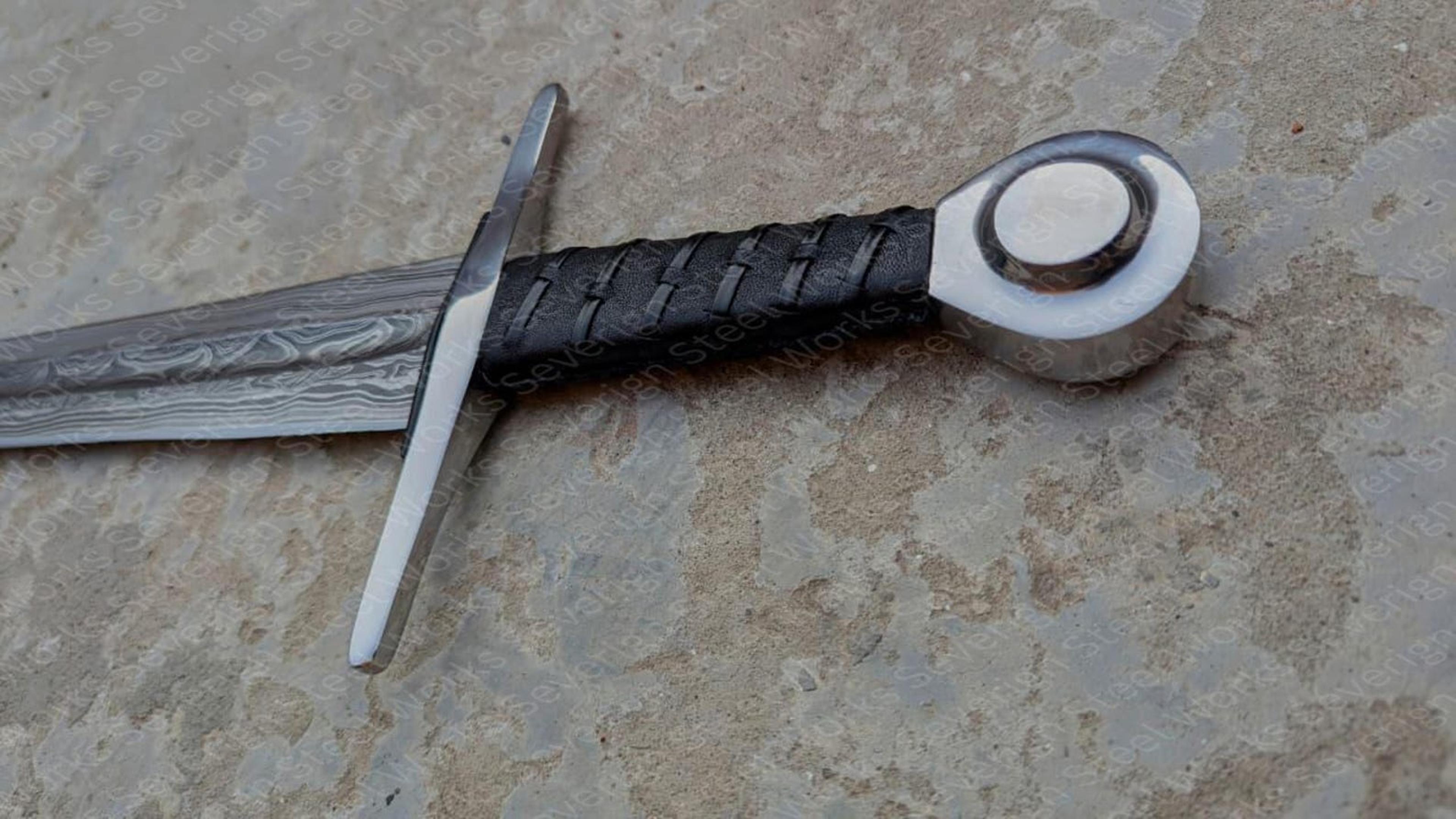 39 Swedish Damascus Sir William Marshal Replica Authentic Medieval Knight Sword With Leather W 9