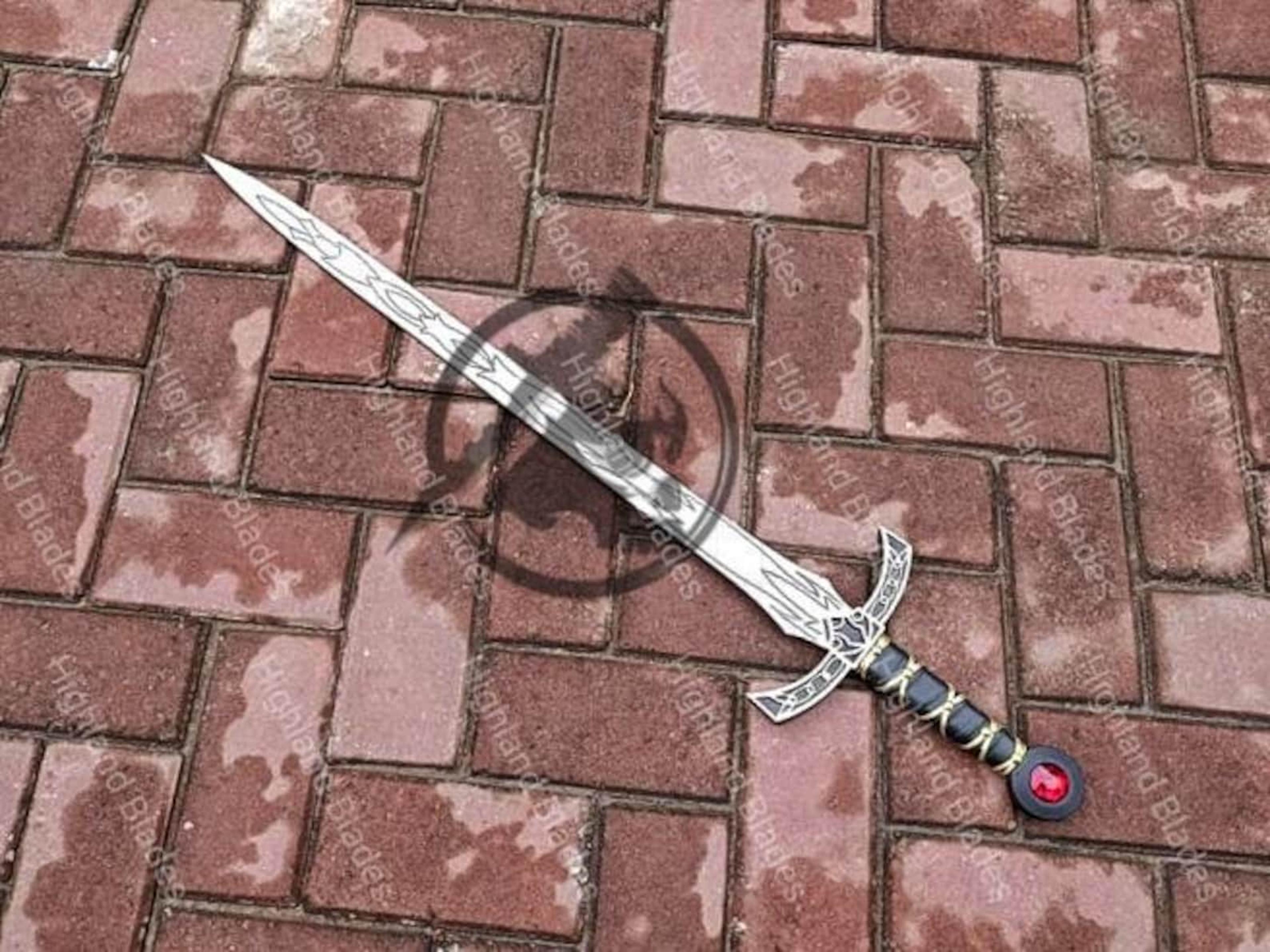Goldryn Sword Thrones Of Glass Inspired 36 Fantasy Display Sword With Brass Detailing Red Gem 4