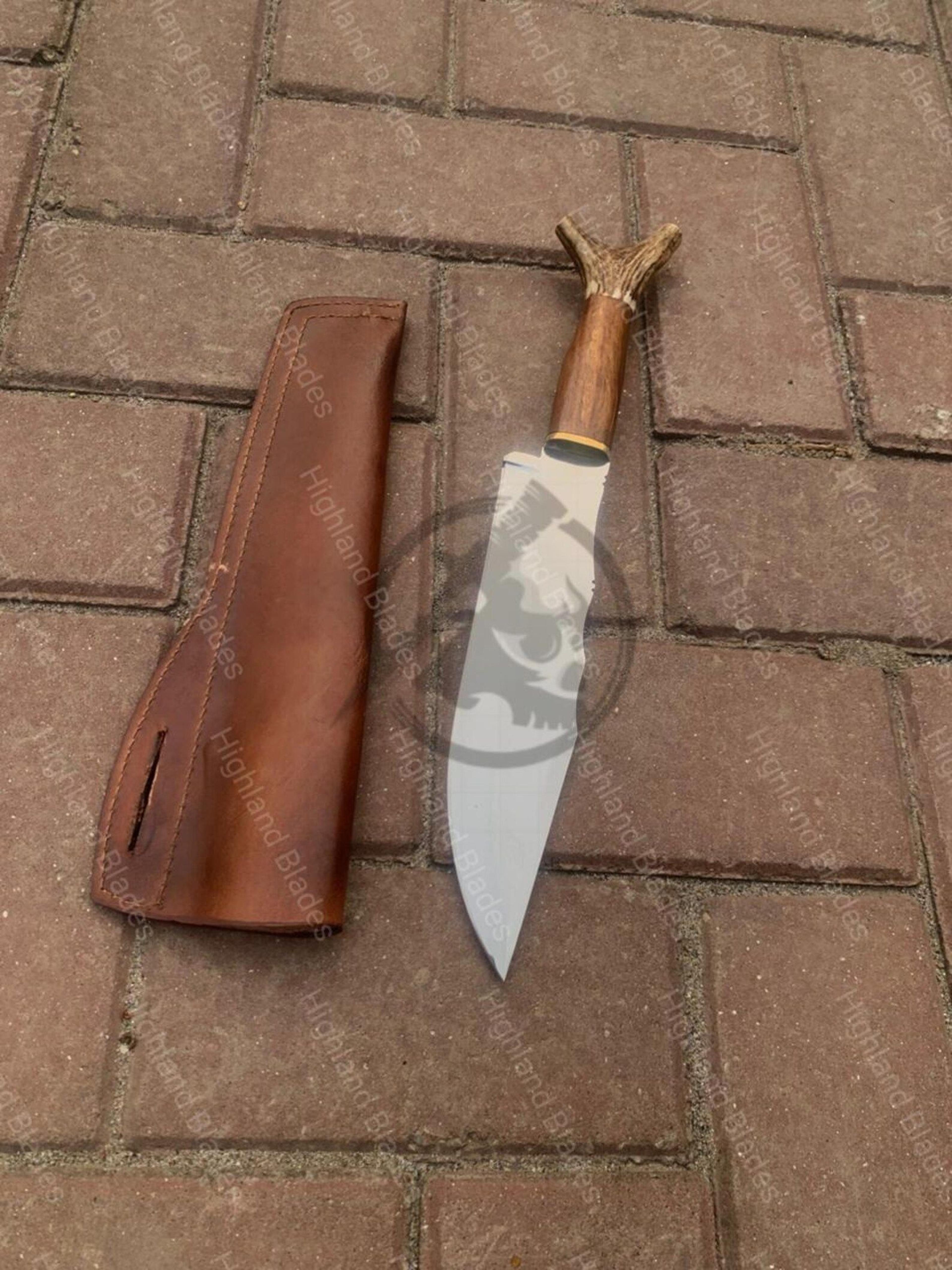 Legend Of The Fall Inspired Handmade Bowie Knife Premium Steel Blade Stag Horn Handle Leather 3