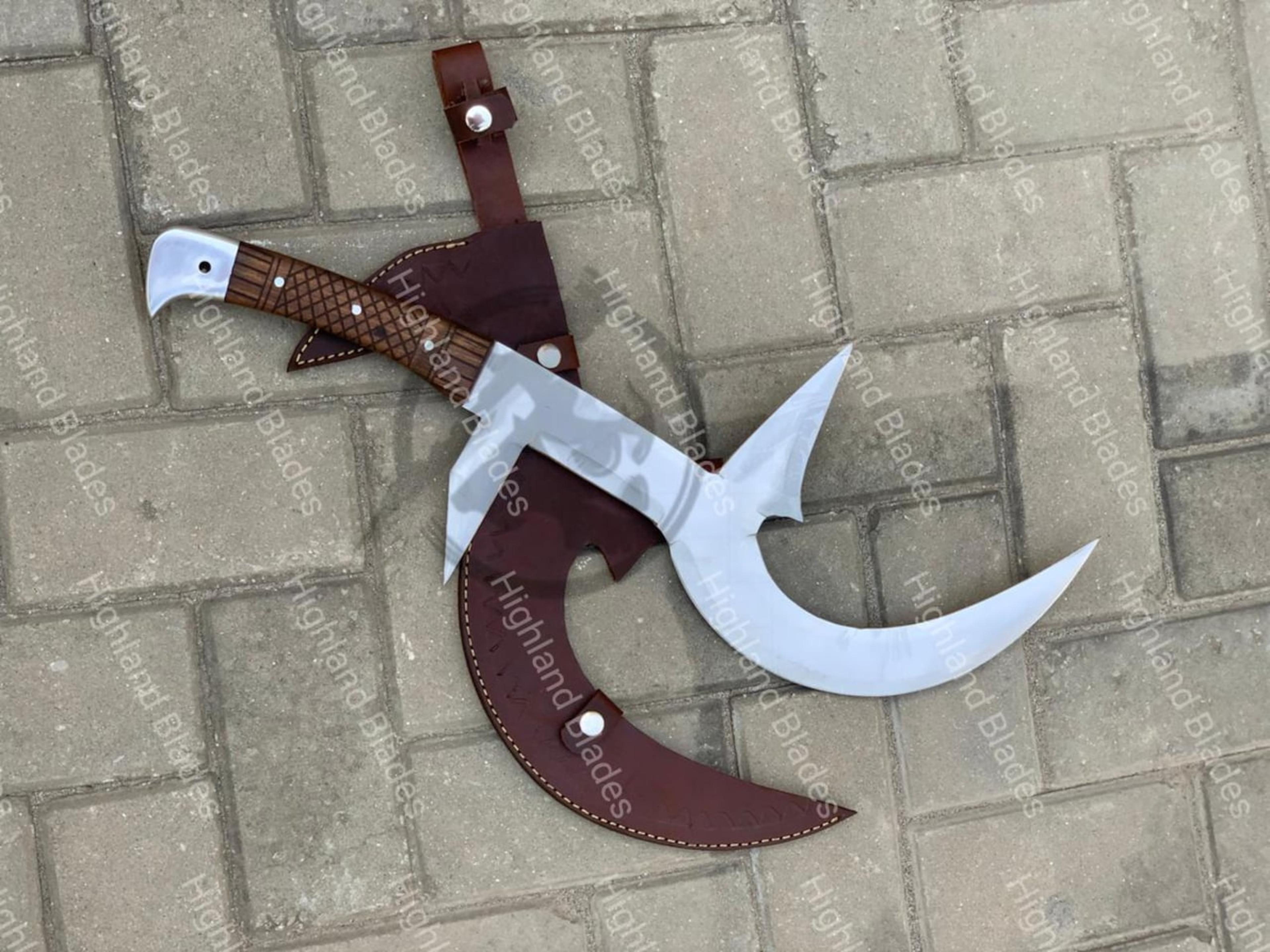 Handmade African Hunga Munga Knife Pangboche 5160 Steel Replica With Authentic Leather Sheath 4