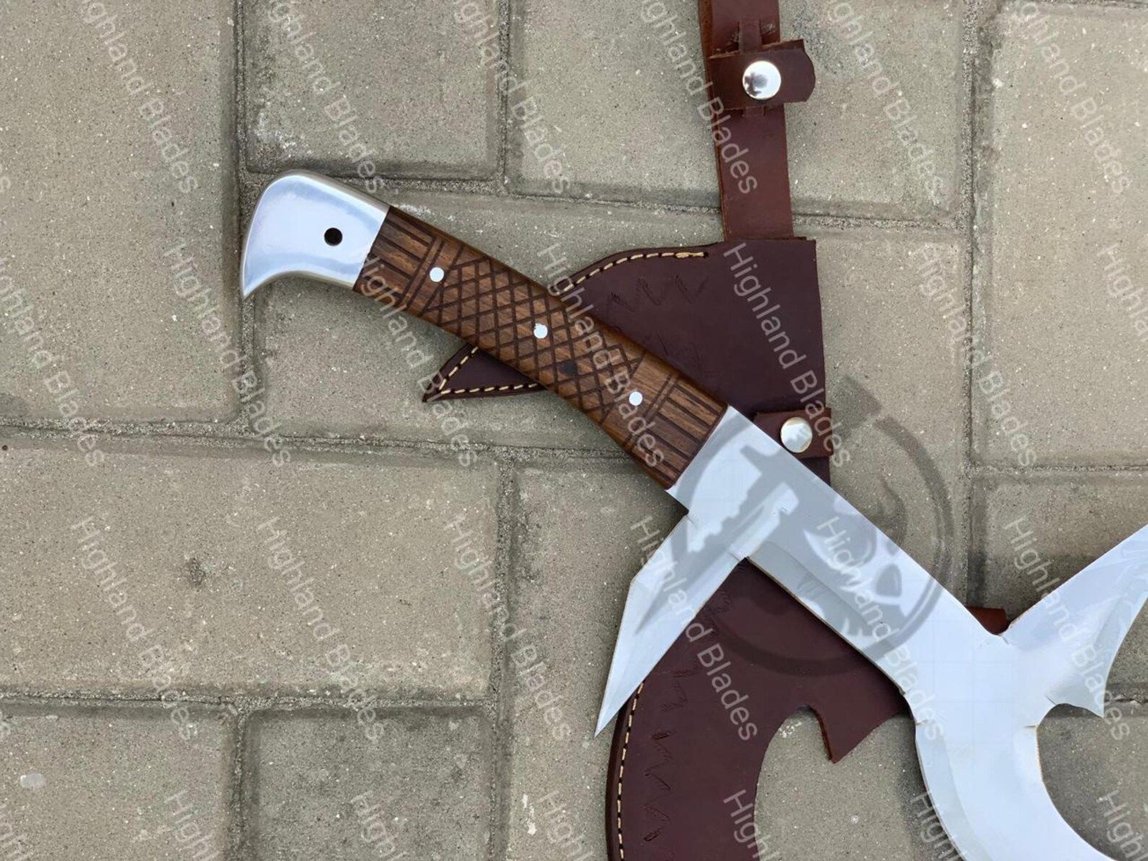 Handmade African Hunga Munga Knife Pangboche 5160 Steel Replica With Authentic Leather Sheath 3