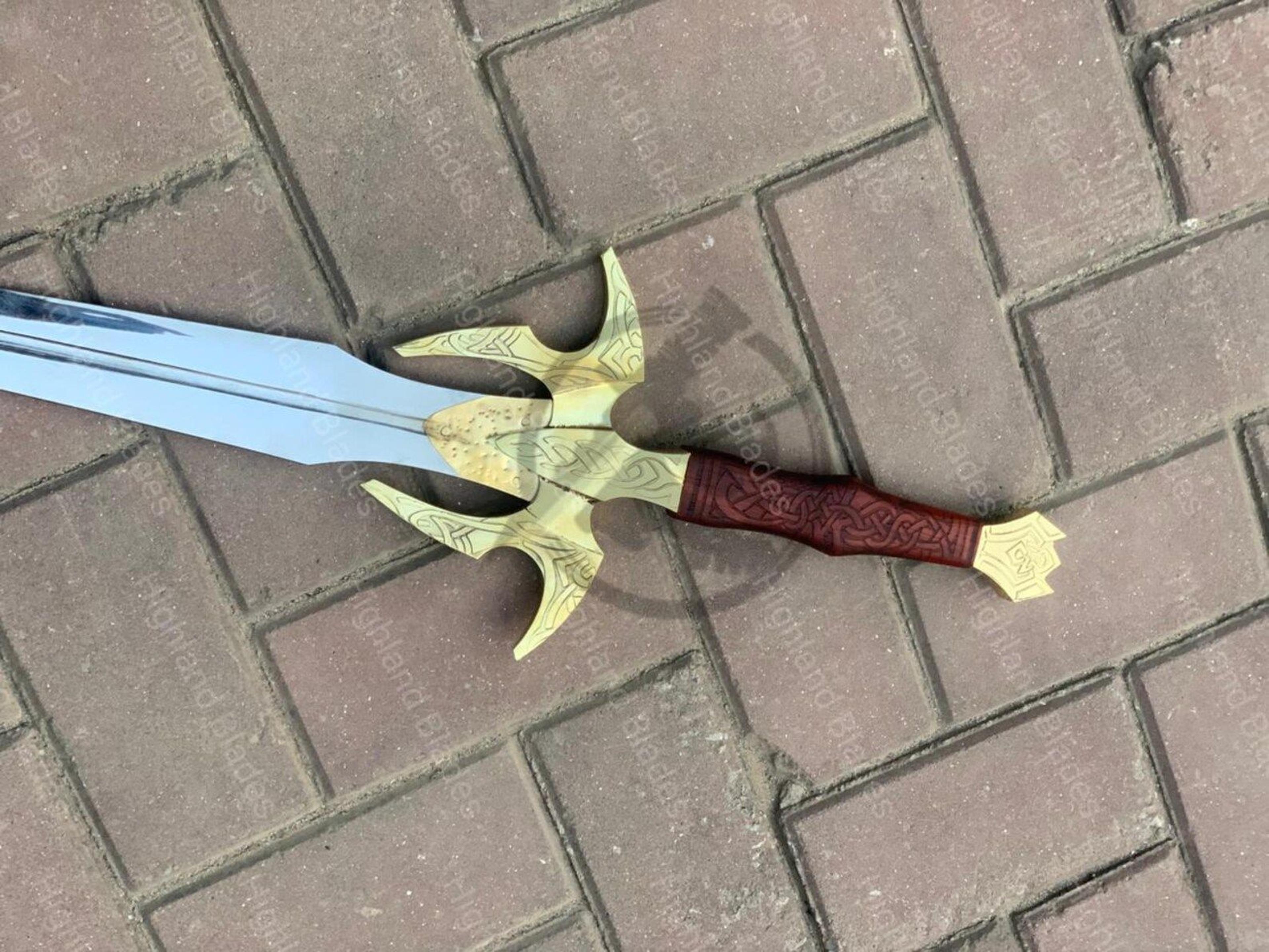 Handmade Dawnbreaker Fantasy Sword Legendary Mythic Blade With Quartz Emblem Premium Steel Lea 3