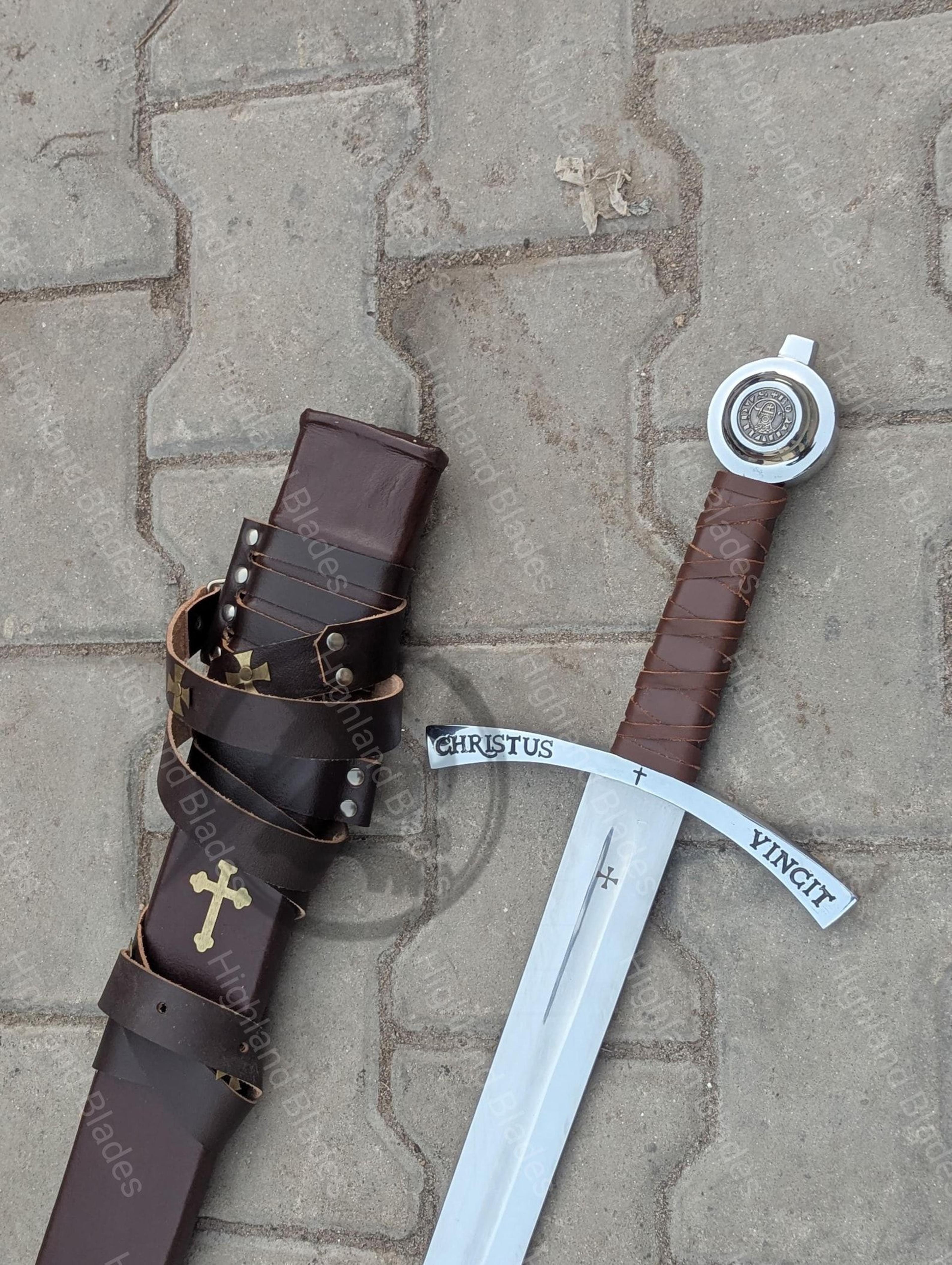 Faithkeeper Knight Sword 36 Polished Stainless Steel Collectible With Leather Scabbard Ideal 0