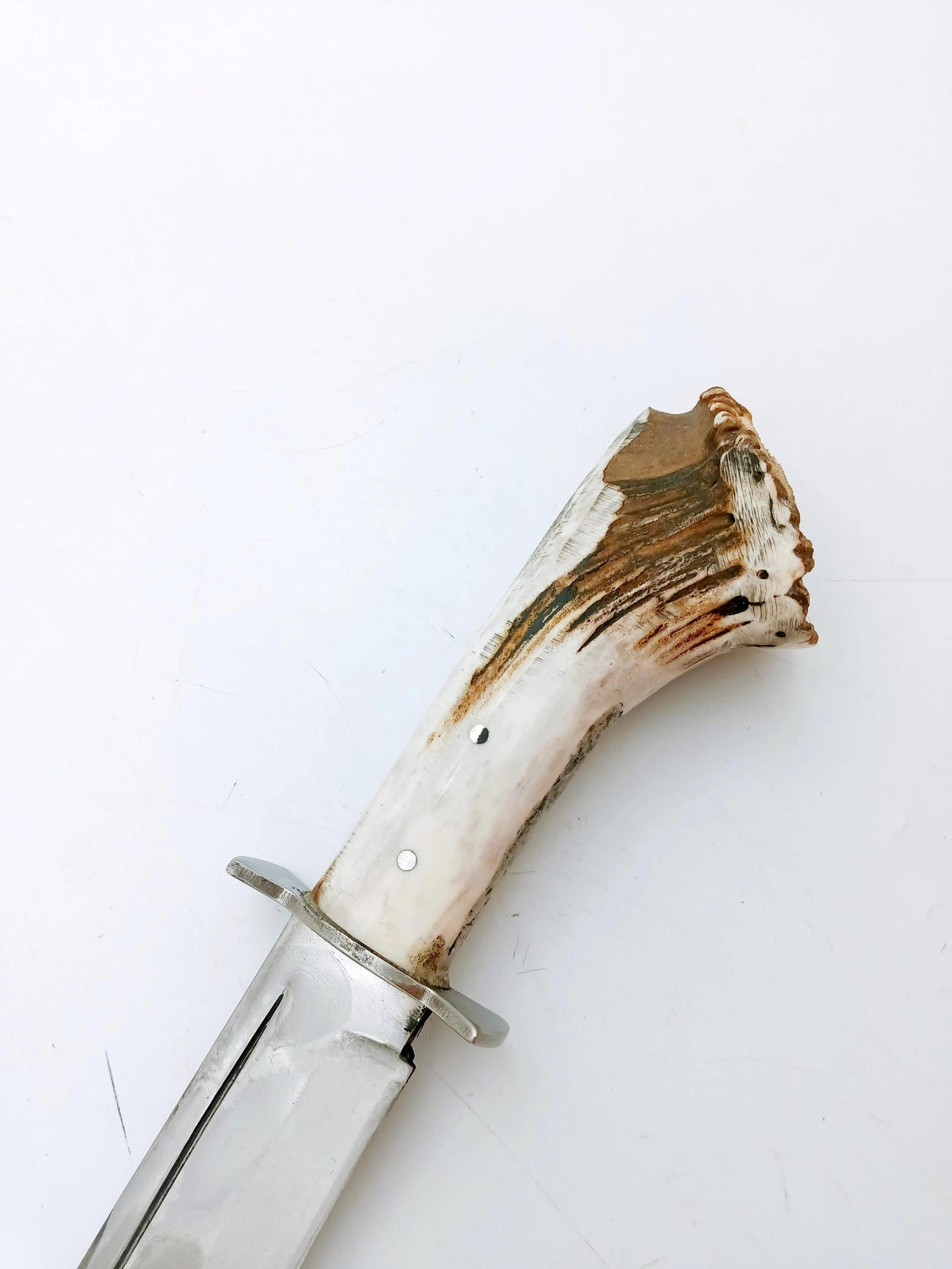 Handmade Deer Antler Handle Bushcraft Knife With Customizable Name Or Logo For Mens Full Tang Blade