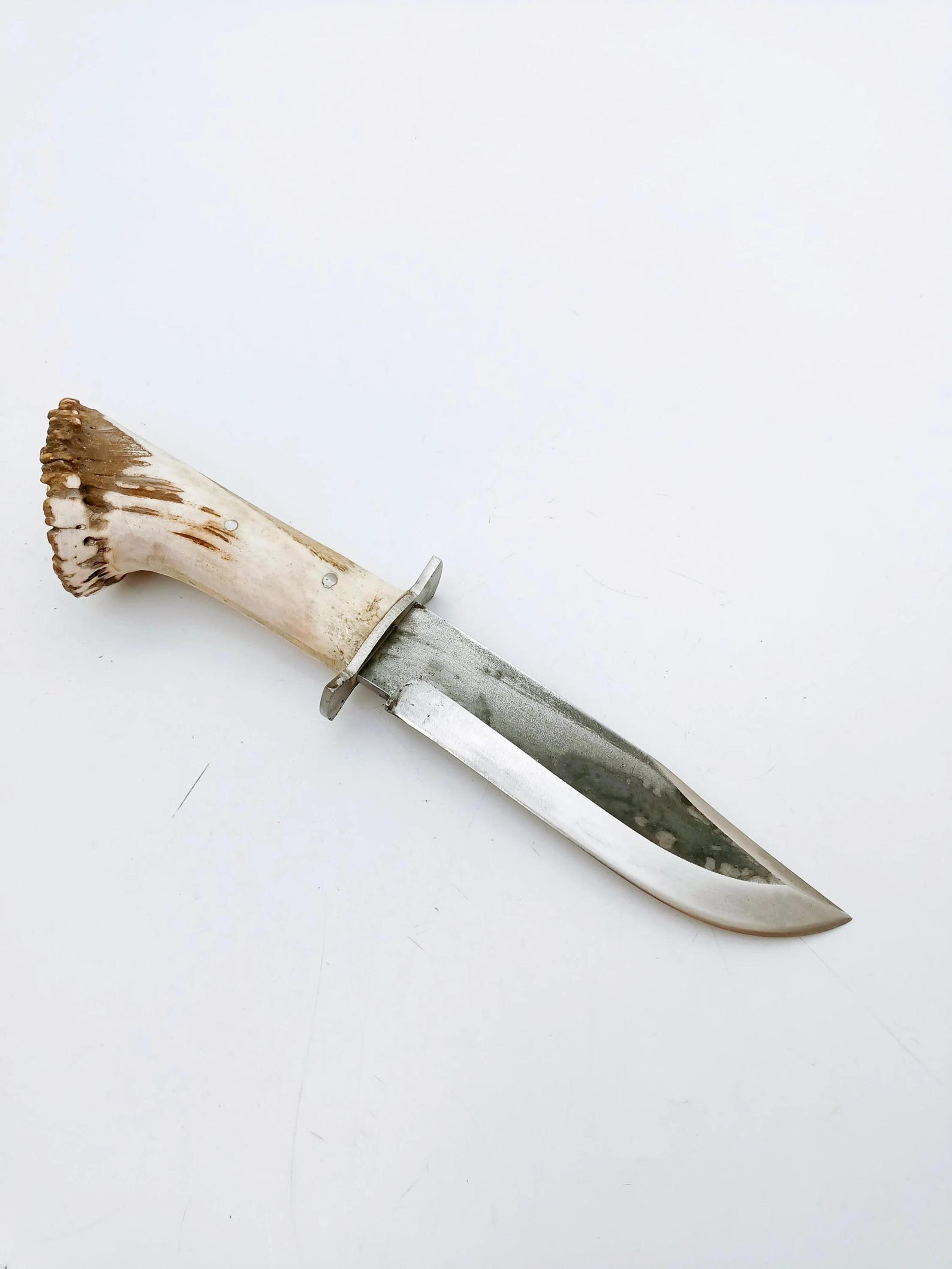 Handmade Deer Antler Handle Bushcraft Knife With Customizable Name Or Logo For Mens Full Tang Blade