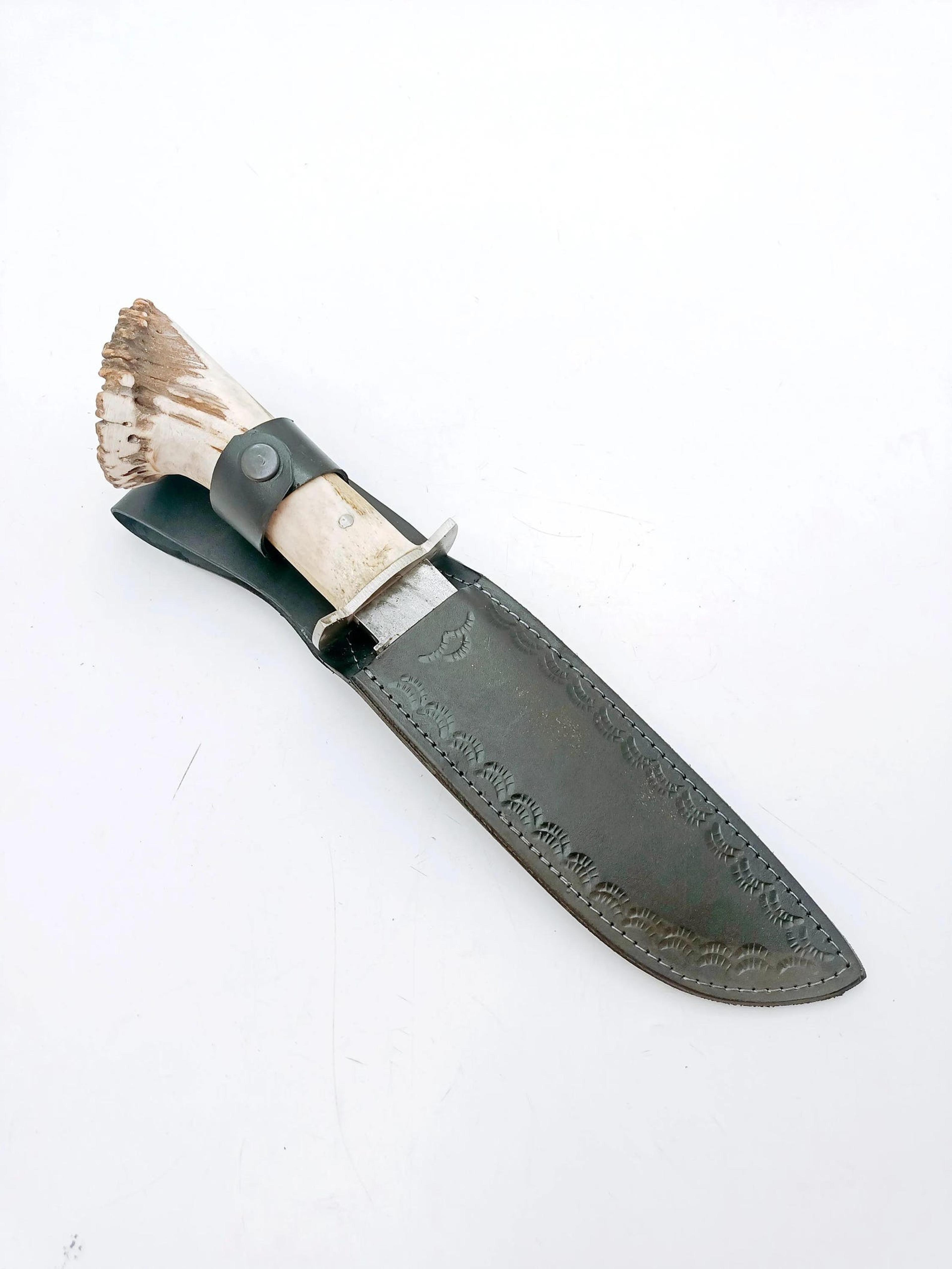 Handmade Deer Antler Handle Bushcraft Knife With Customizable Name Or Logo For Mens Full Tang Blade