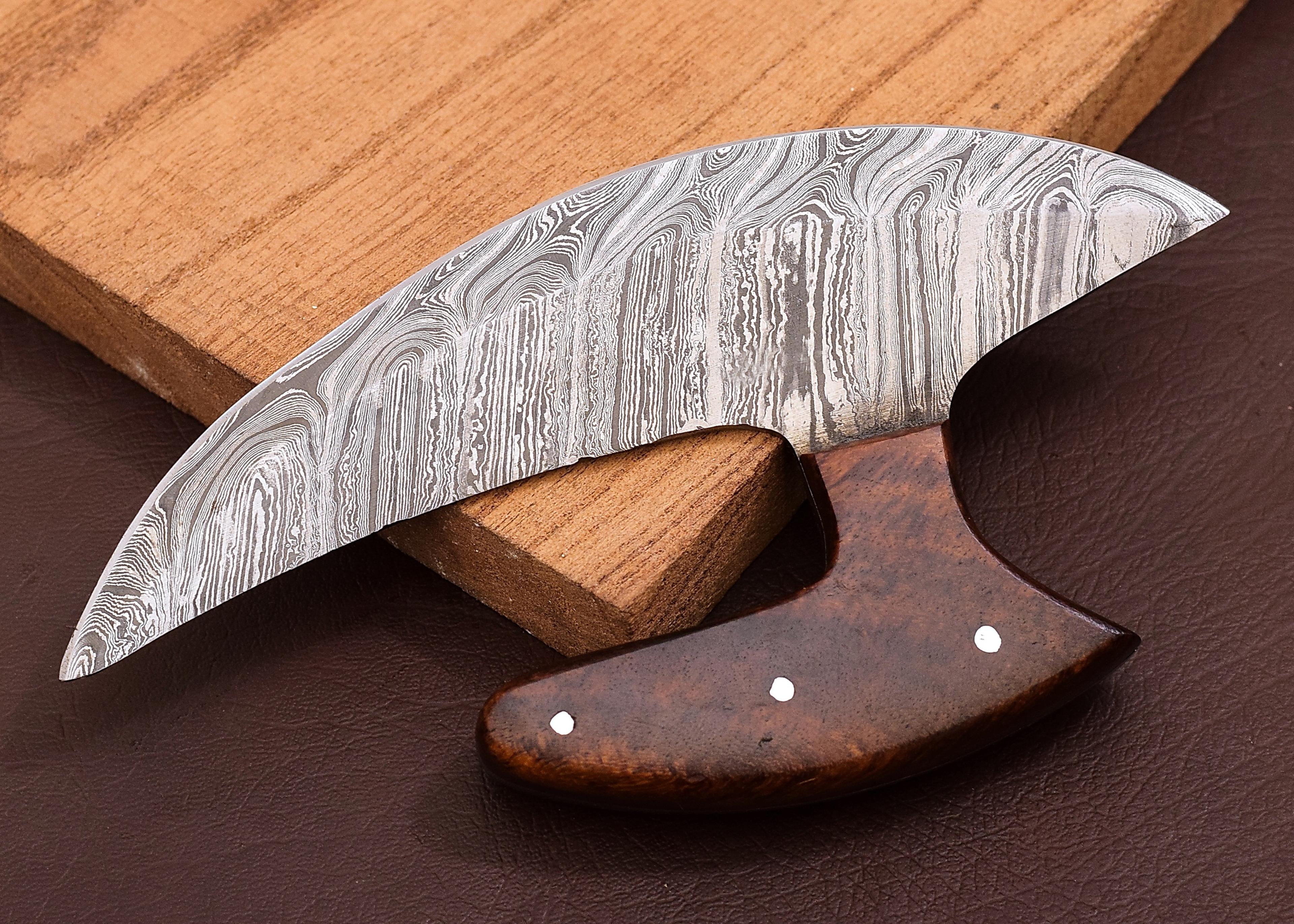 damascus chef kitchen ulu knife celtic knot handle handmade newly designed pizza cutter wooden handle birthday gift best