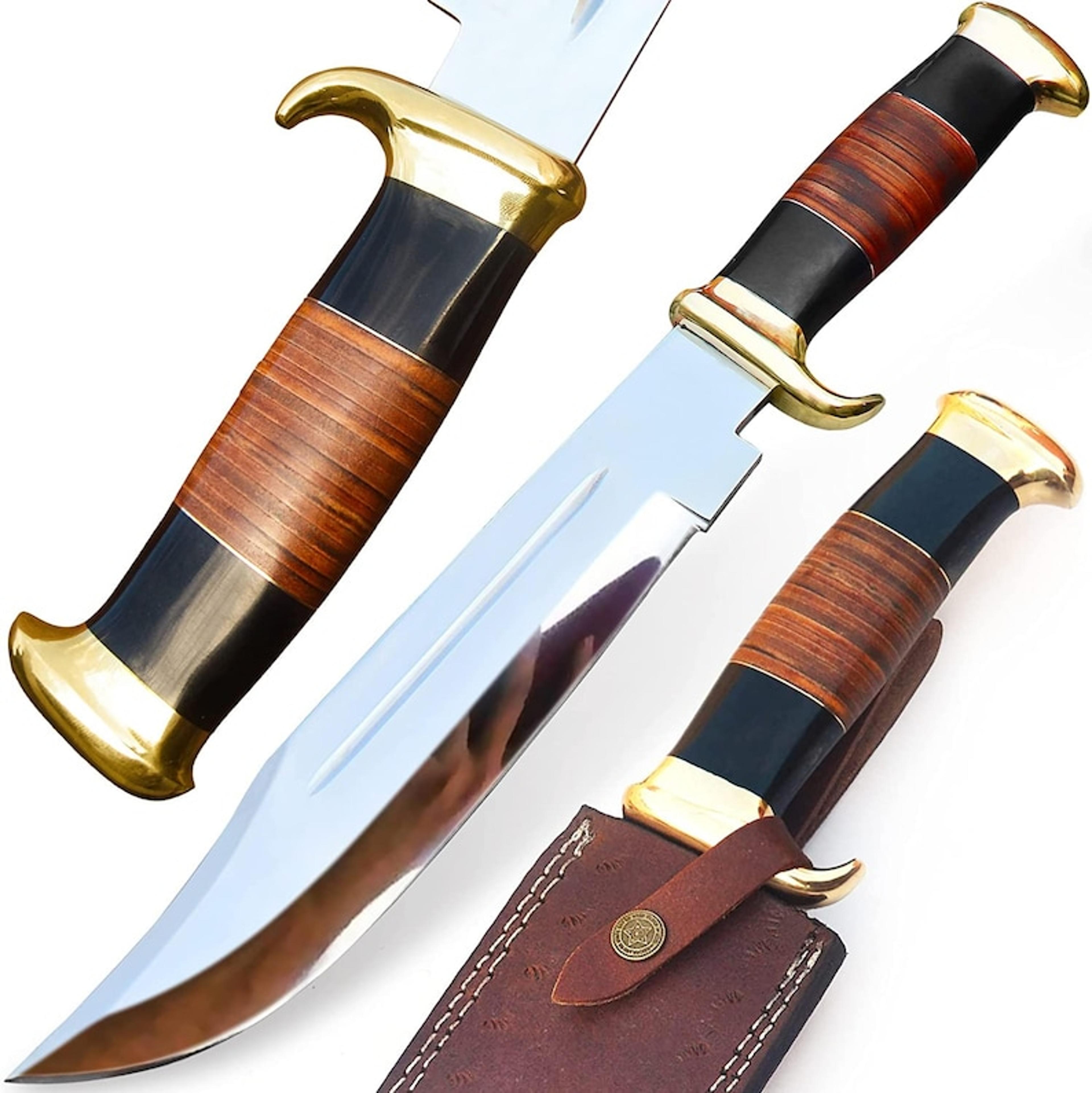 bowie knife with sheath - handmade bowie knife d2 steel blade - 18 inch camping, hunting outdoor knife, best gift for me