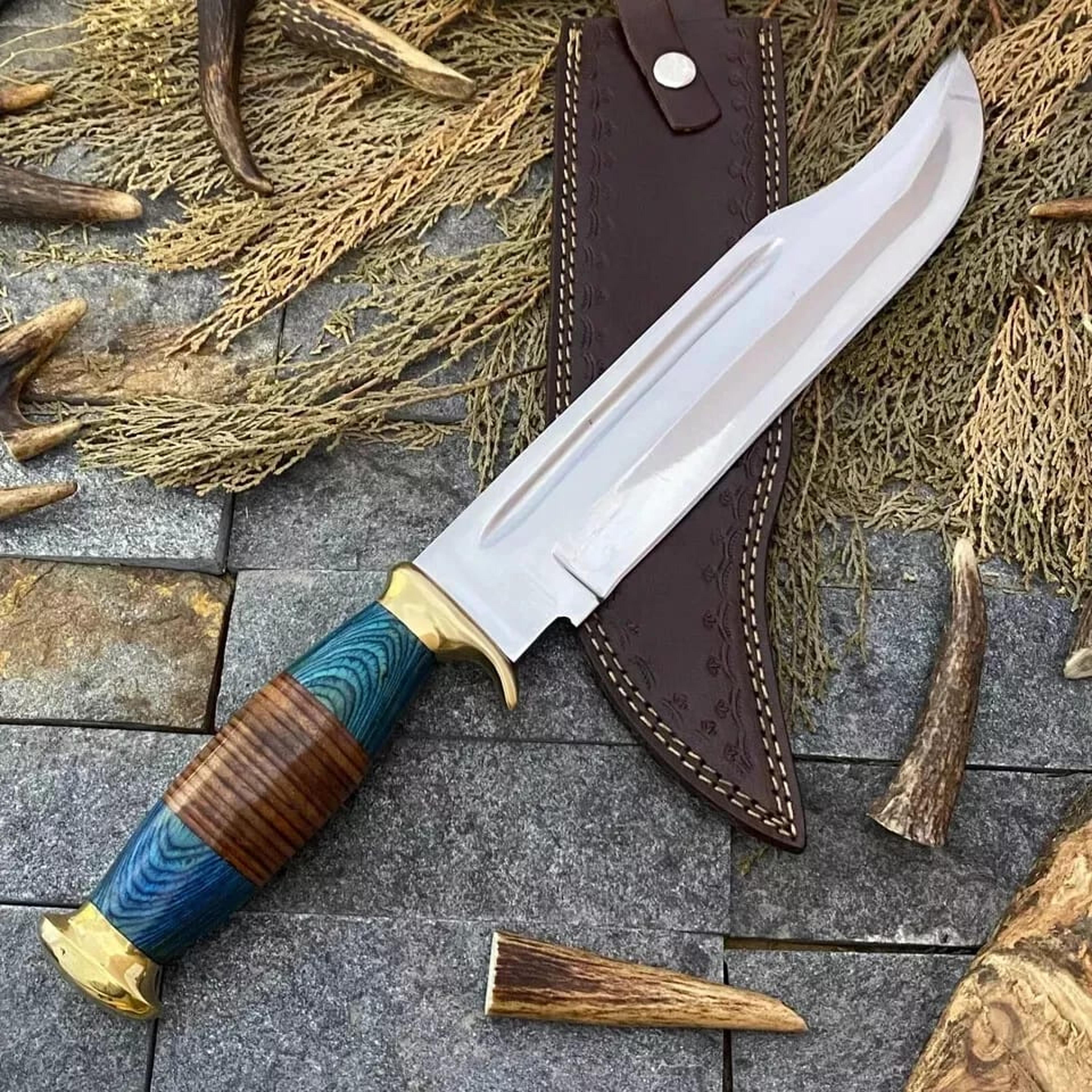 crocodile dundee movie replica knife, collectible bowie knife, mirror polished fixed blade outdoor camping knife