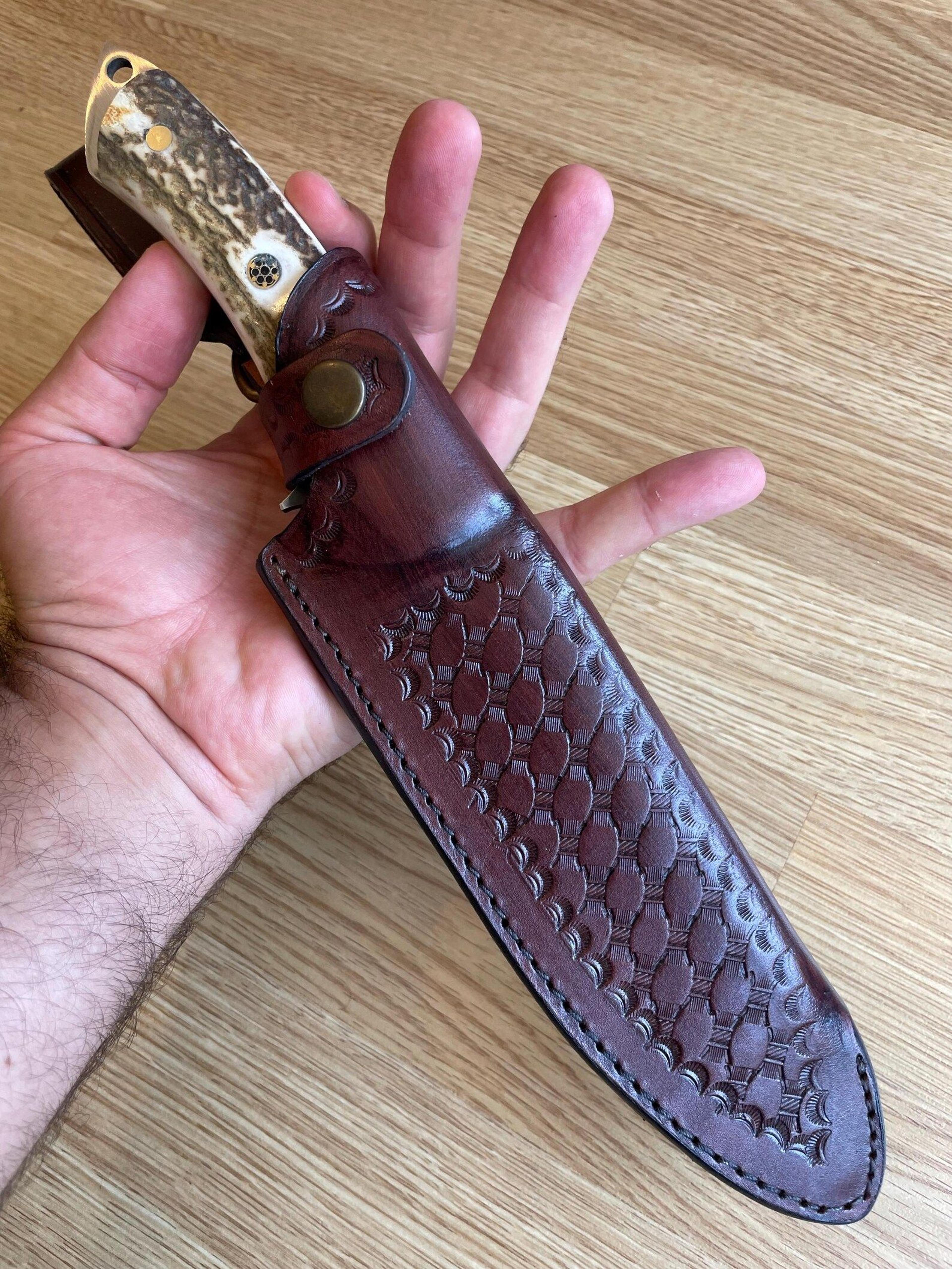 handmade 1075 carbon steel hunting knife – stag horn outdoor survival blade