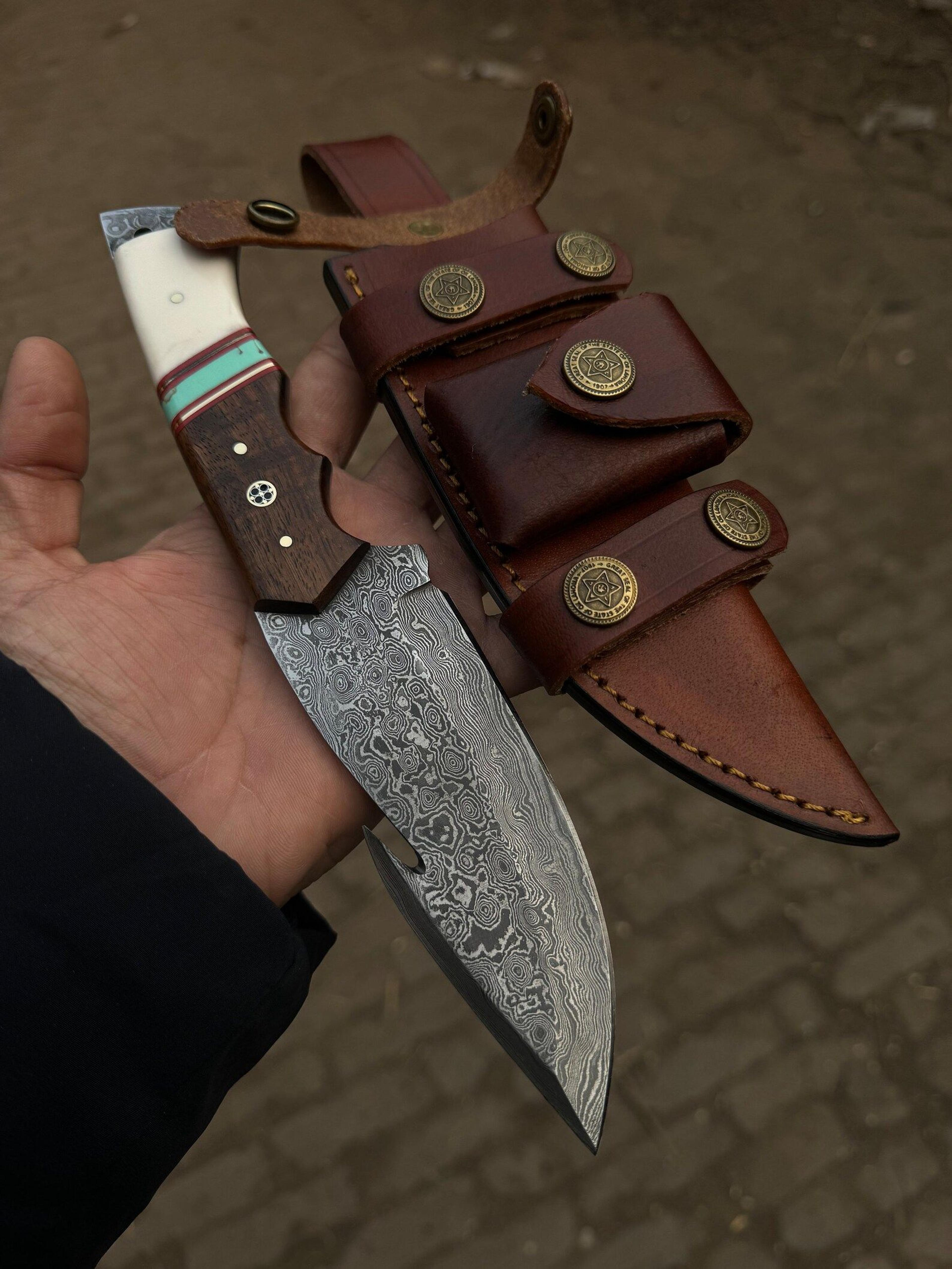 Handmade Bearing Steel Hunting Knife With Resin Rosewood Handle Full Tang Fixed Blade Knife Cus 3