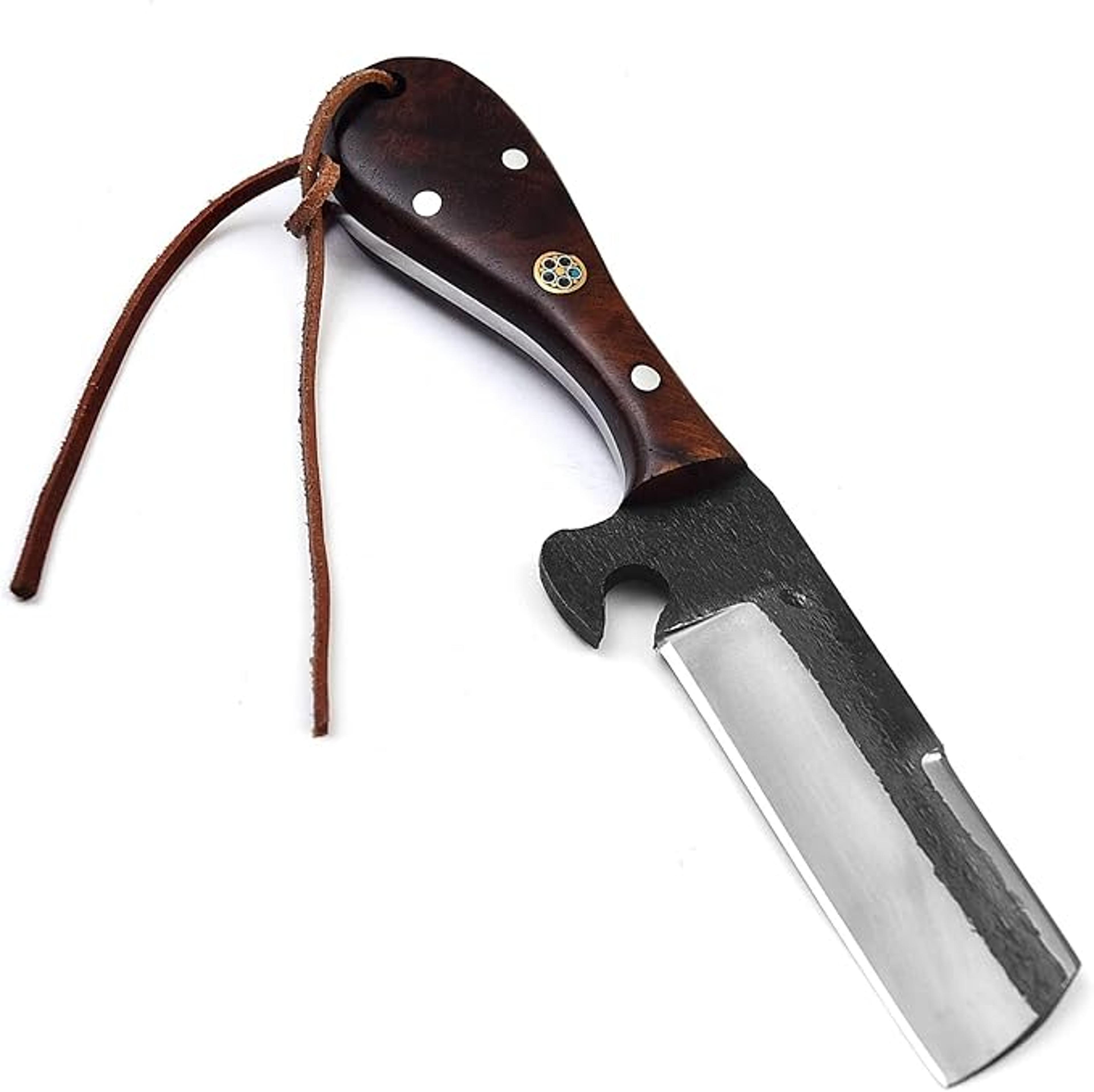handmade carbon steel bull cutter knife with sheath precision craftsmanship for versatile cutting ideal for outdoor
