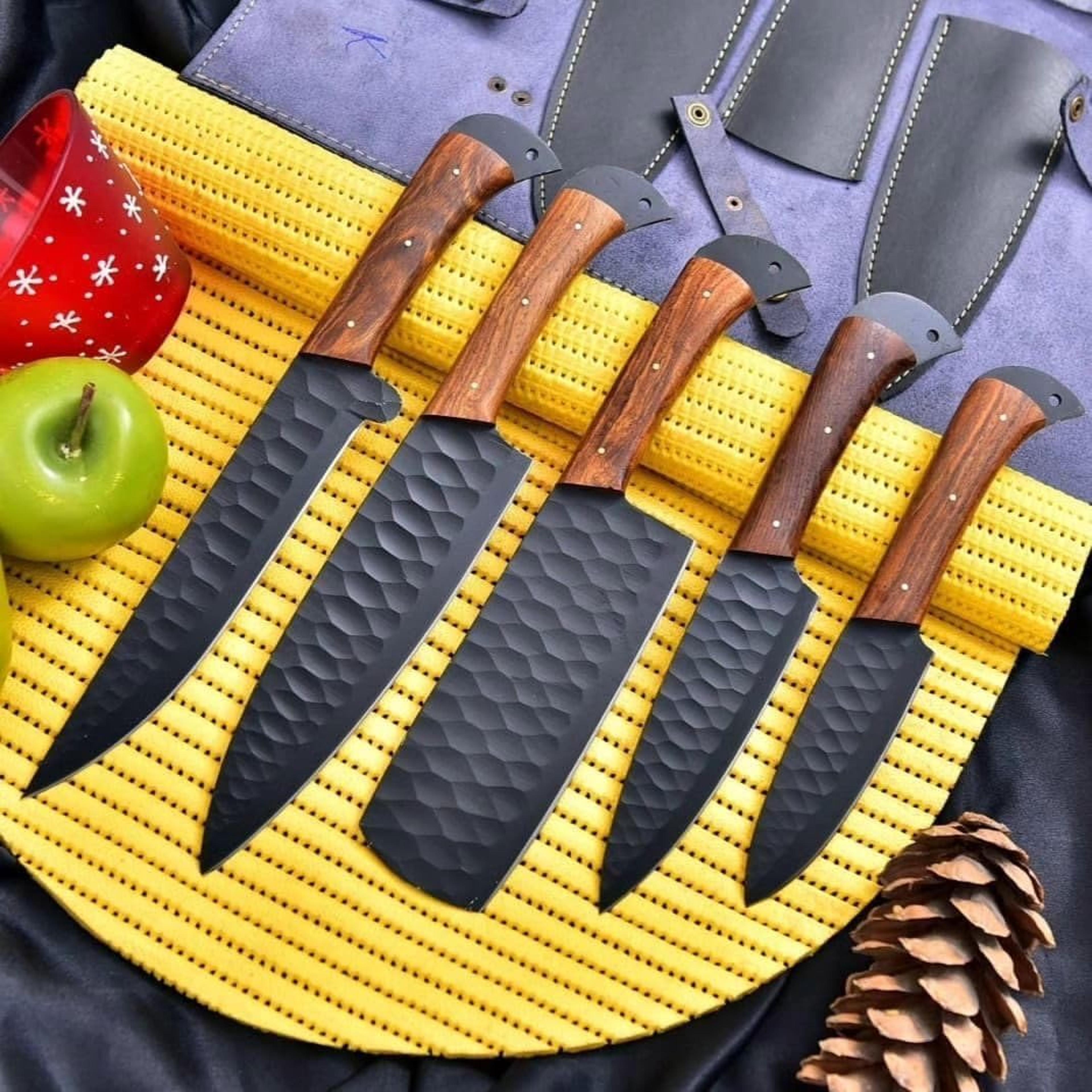handmade damascus steel kitchen knife set of 5pcs with sheath chef knife set chef knives set kitchen gadgets