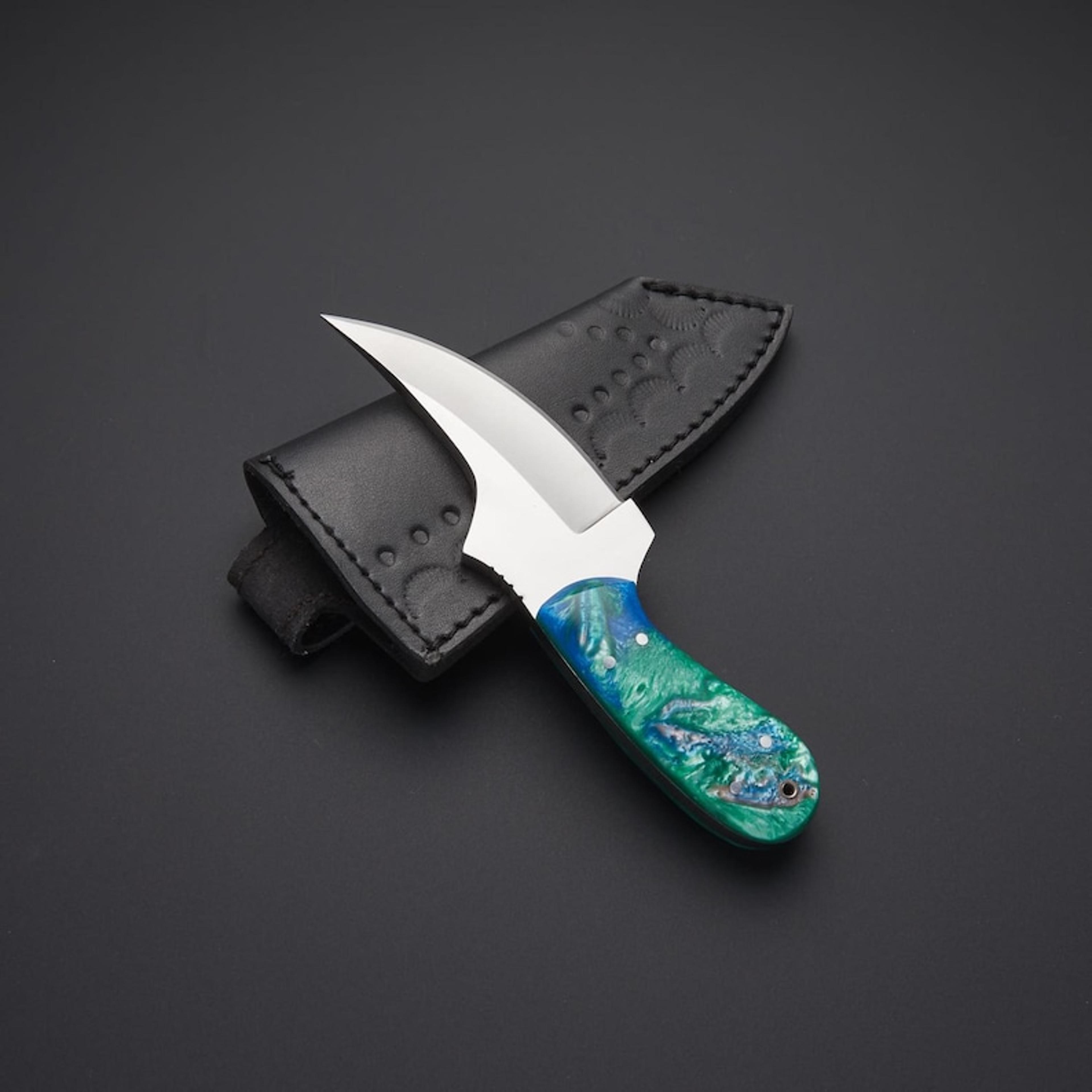 custom hand forged - d2 tool steel - hand made - trailing point - edc - pocket knife - neck knife - gift for him