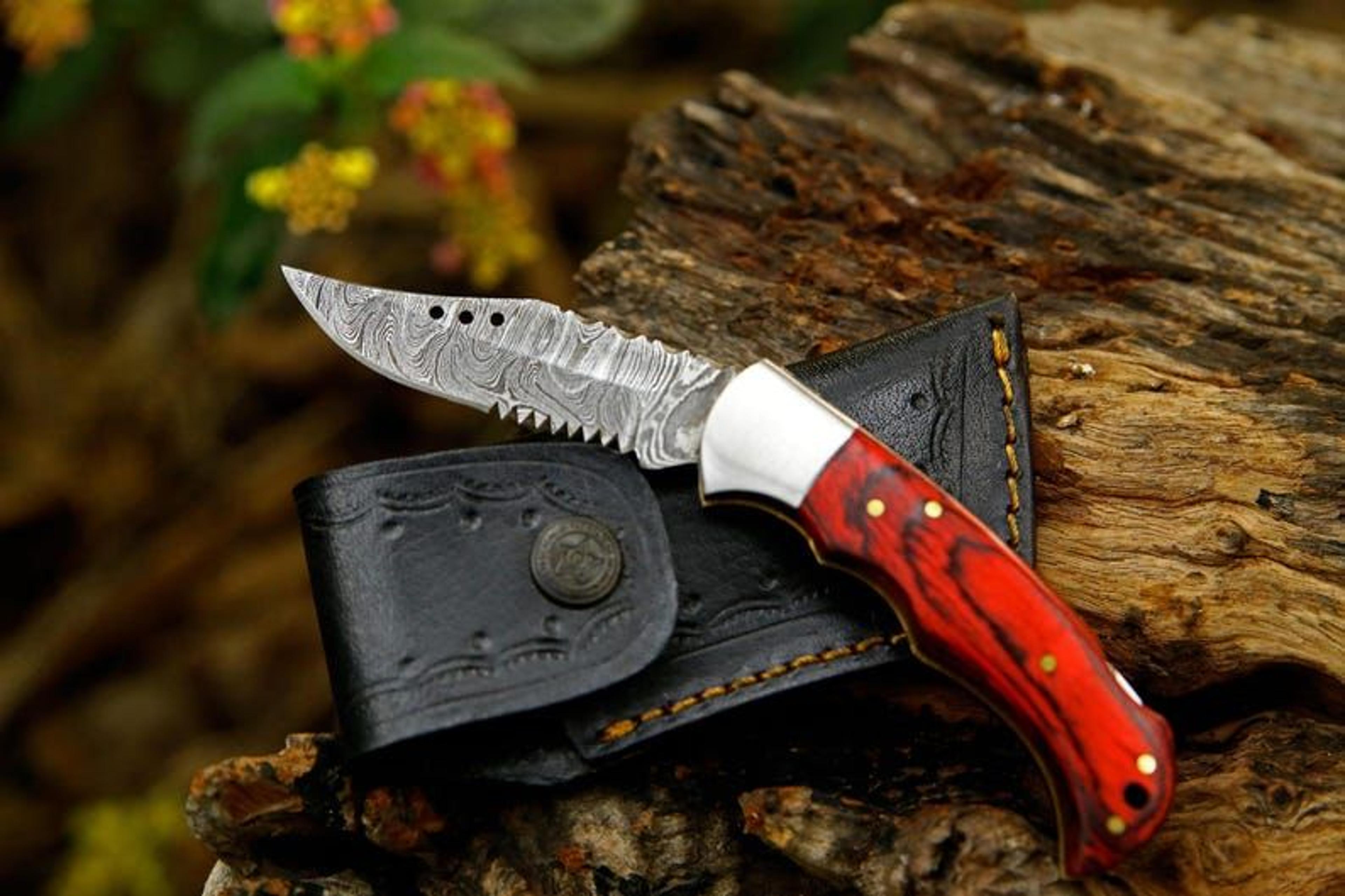 handmade folding knife, damascus folding knife, pocket knife, hunting knife, gift for men, anniversary gift, best gift