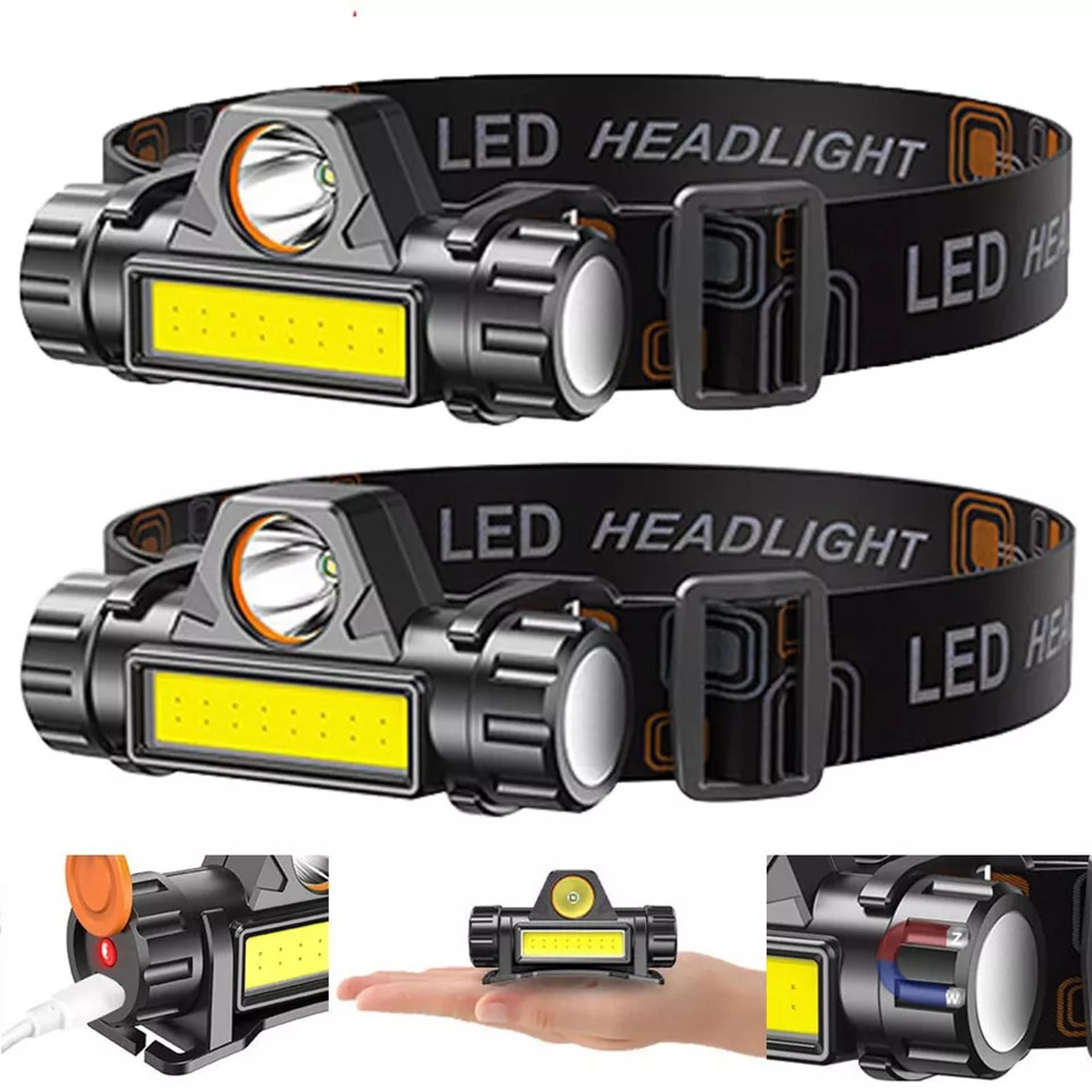 2 pack usb rechargeable waterproof led headlamp headlight head light flashlight