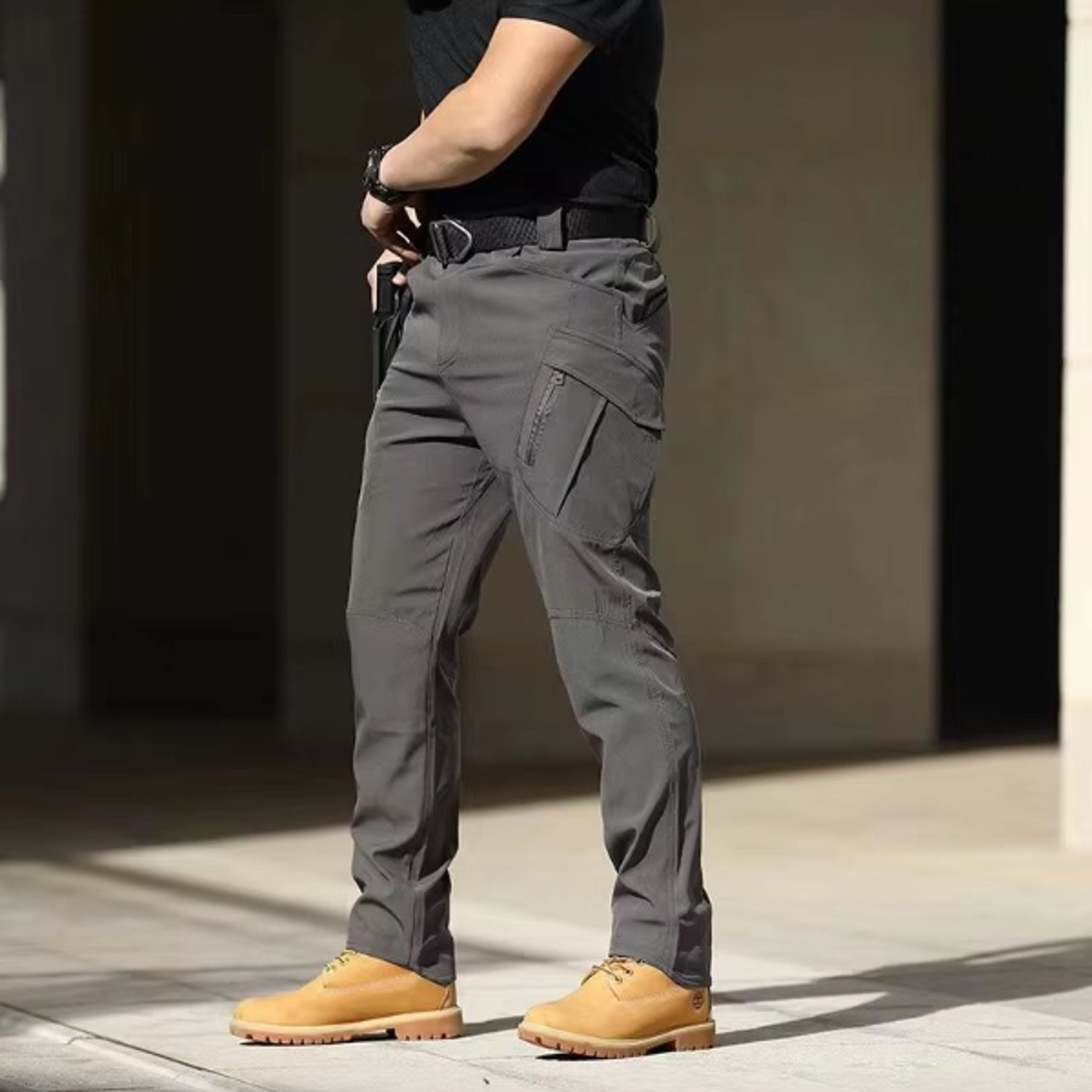 men tactical cargo pants, spring & autumn elastic waist combat hiking, camping & outdoor work trousers