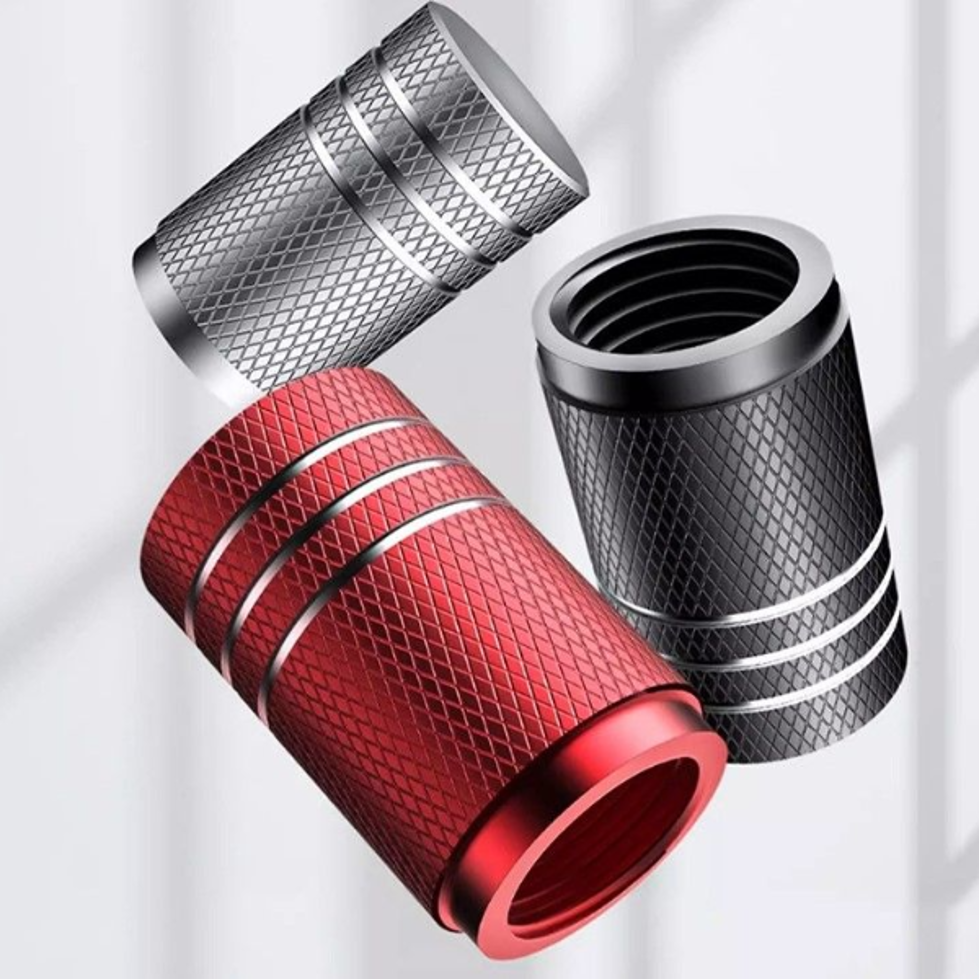 car tire valve stem caps, durable knurling design aluminum air valve caps – universal wheel stem covers