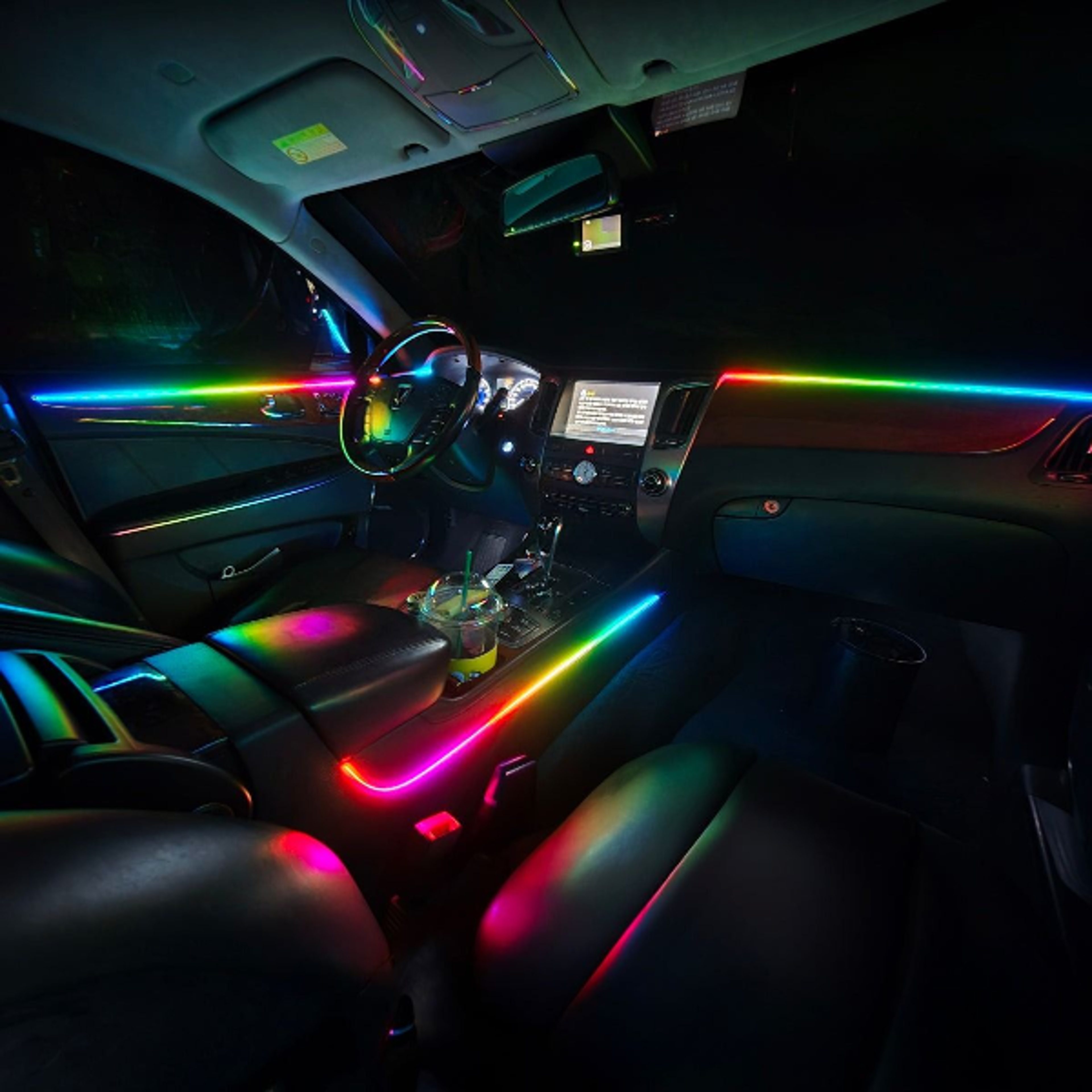 usb-powered car ambient foot light, wireless auto rgb led interior lighting with music sync