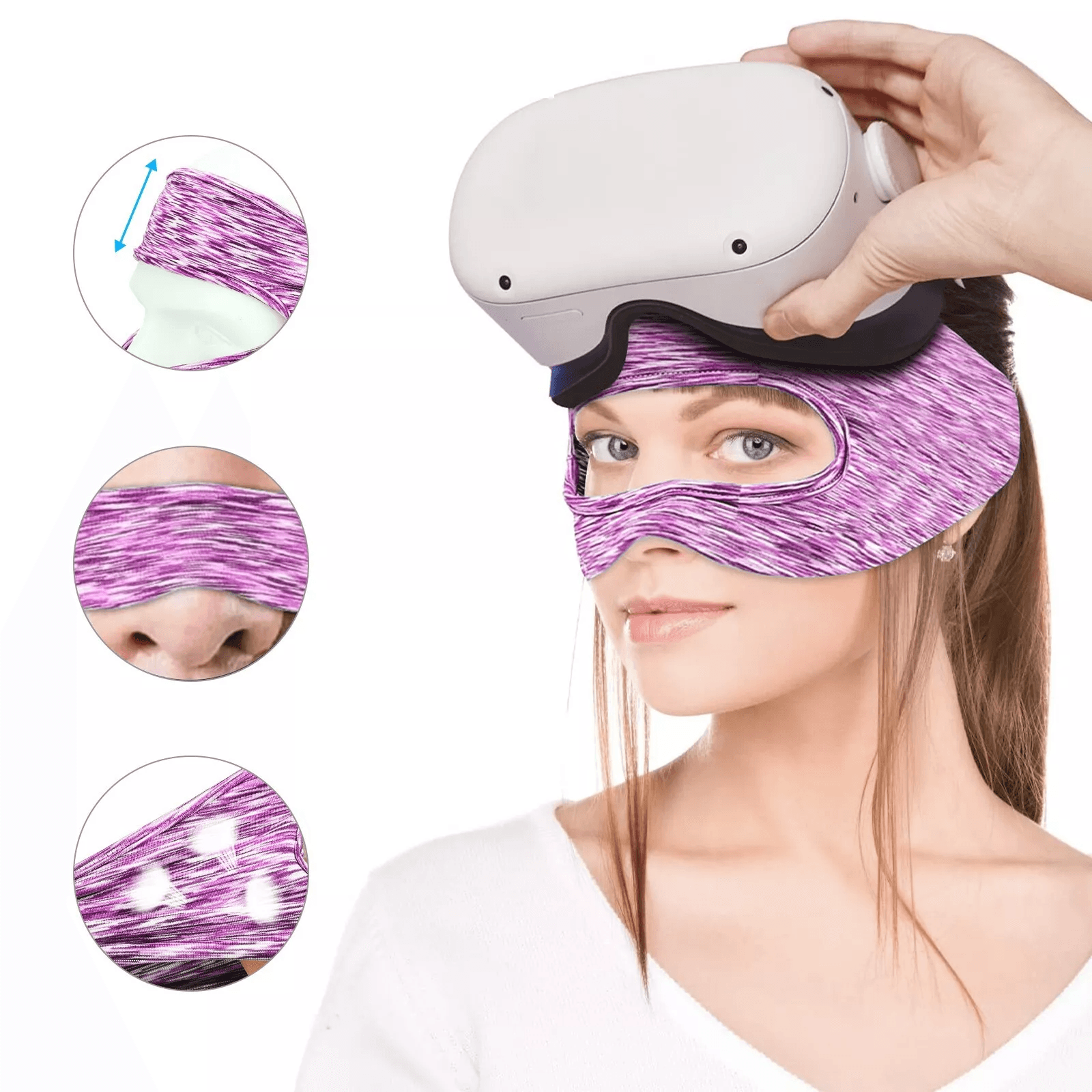 adjustable vr eye mask face cover fit for oculus quest, breathable & washable vr sweatproof mask