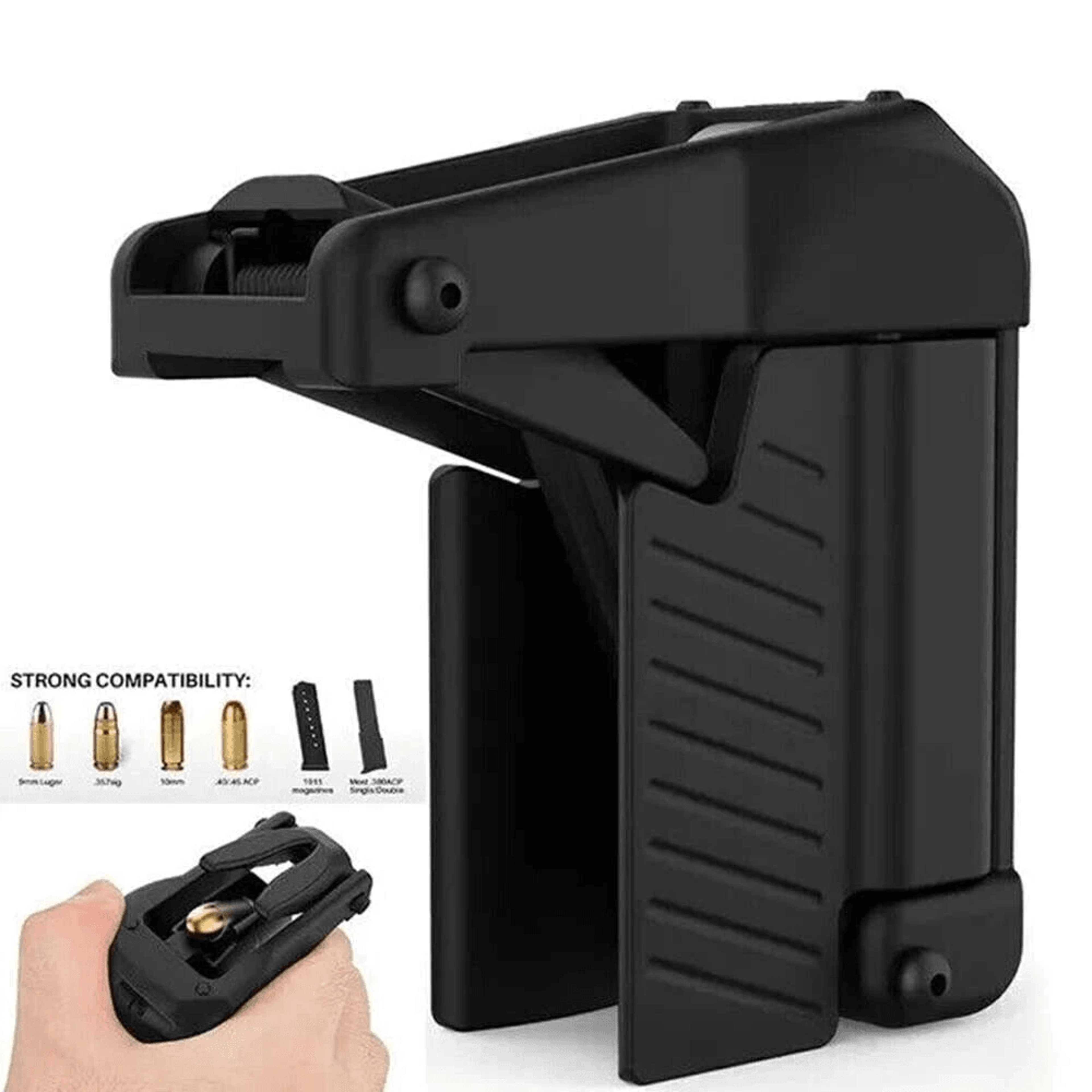 portable raptor universal pistol speed loader for 9mm, .40, .45, 10mm, .fast magazine loader for glock,1911 and more