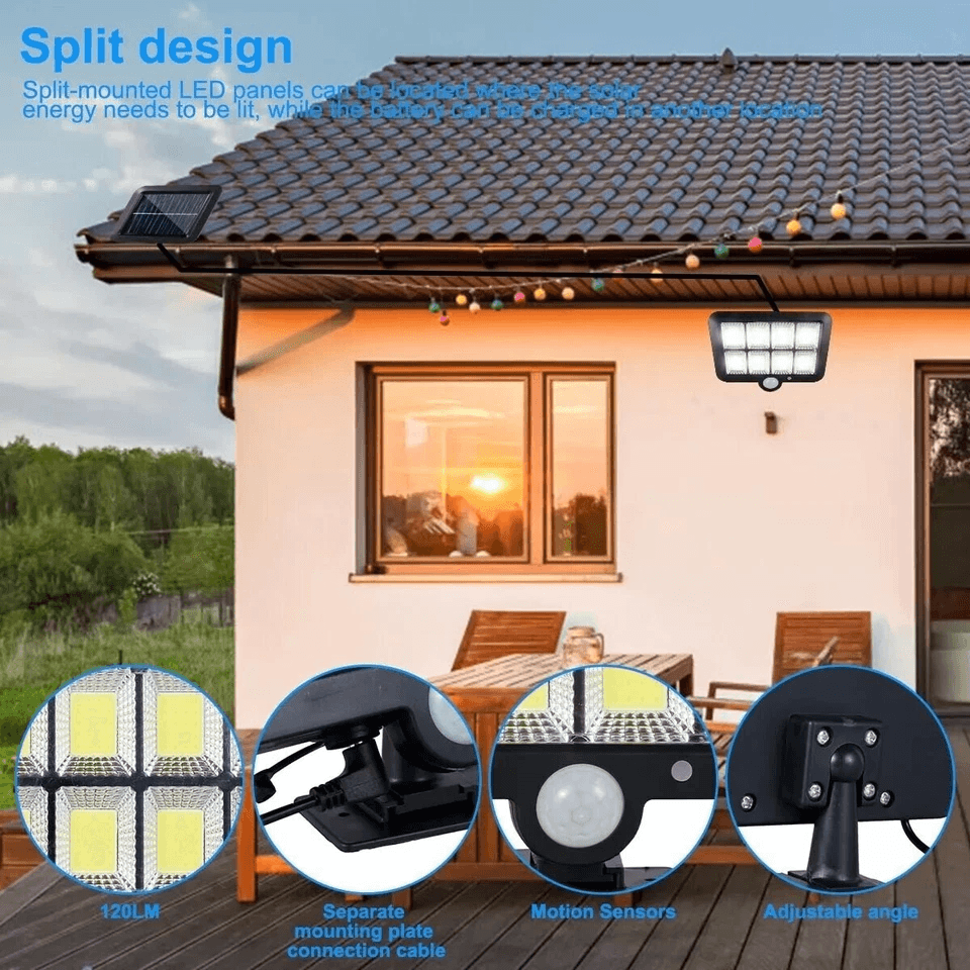 LED Solar Street Light Outdoor Wall Security Flood Lamp With Motion Sensor COB Waterproof Light For 8